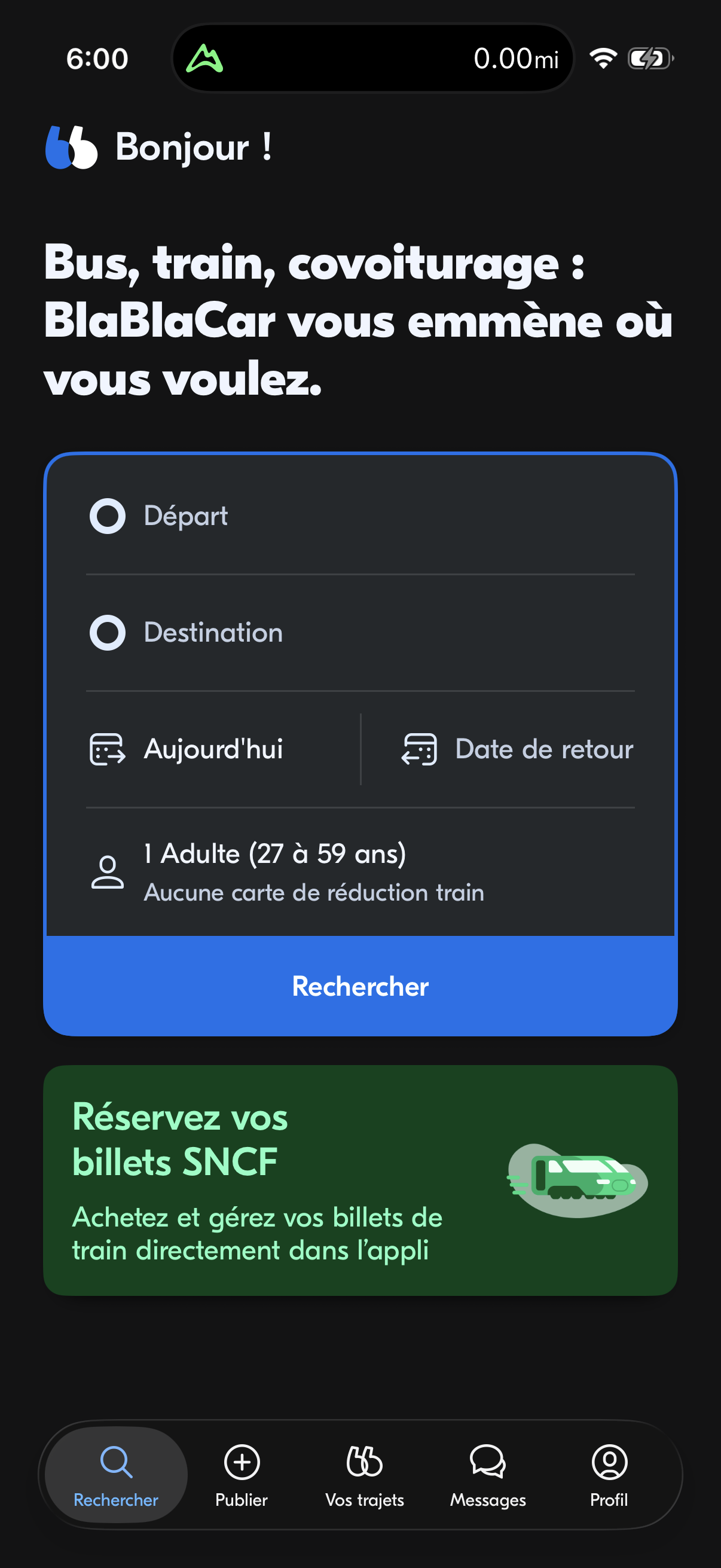 Step 1 of blablacar Main_tabs