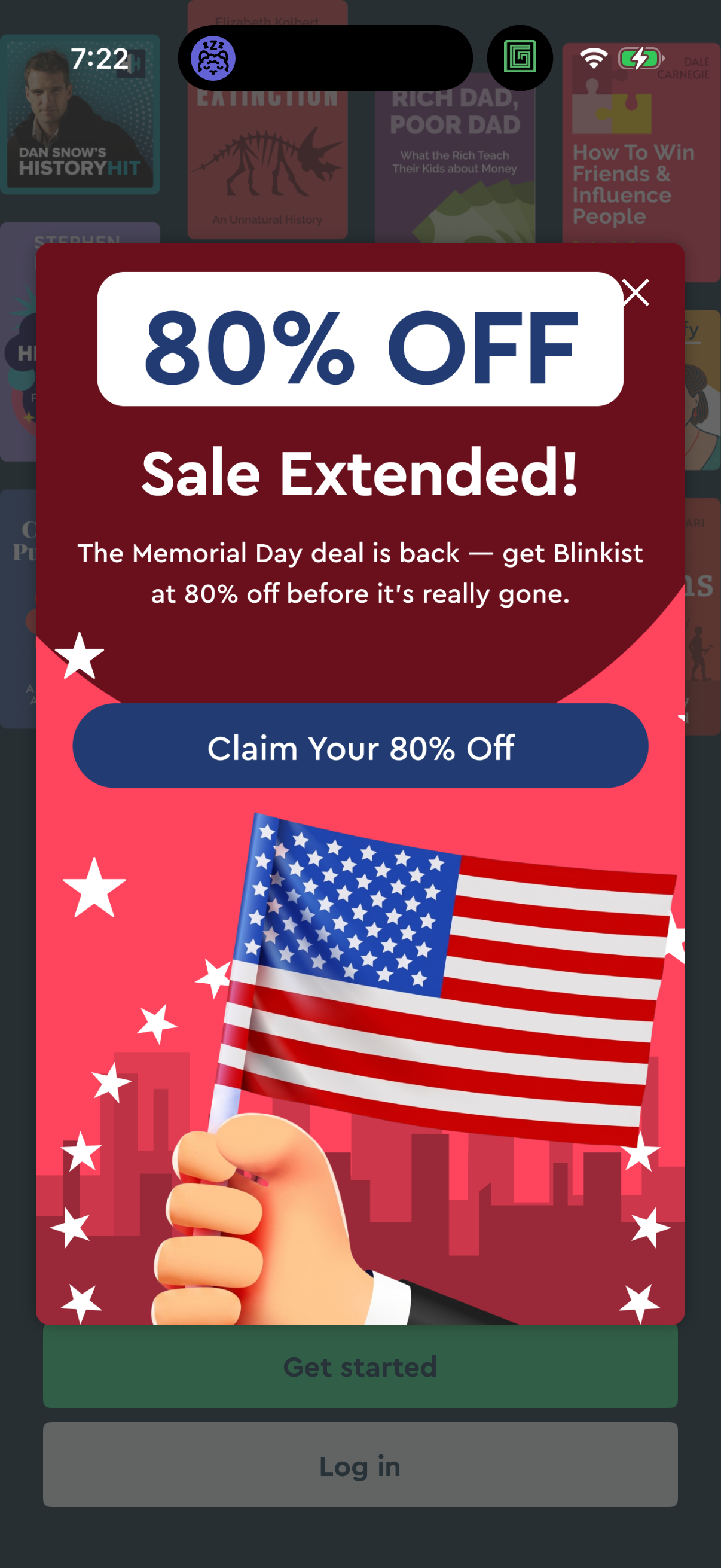 Step 1 of blinkist Paywall