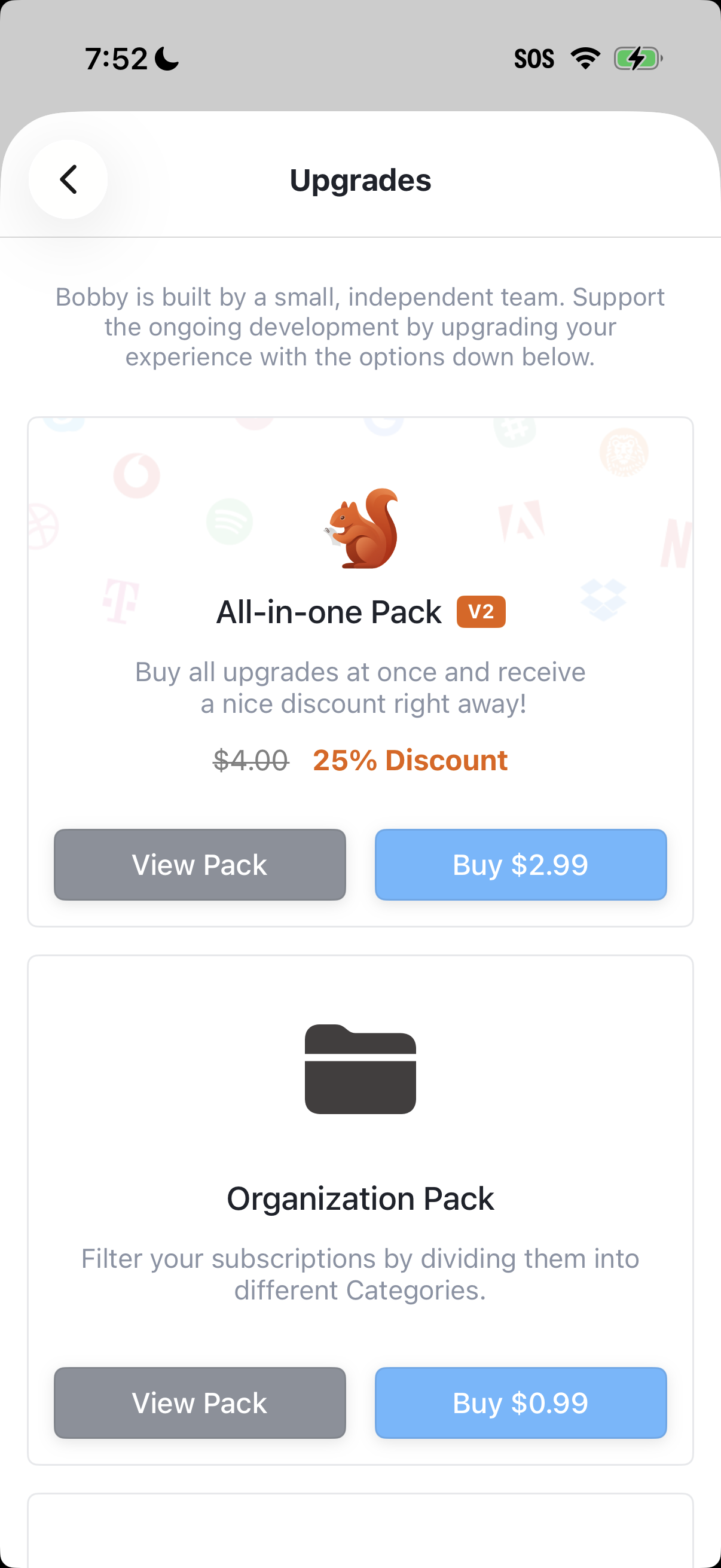 Step 1 of Bobby Shop Consumable Paywall