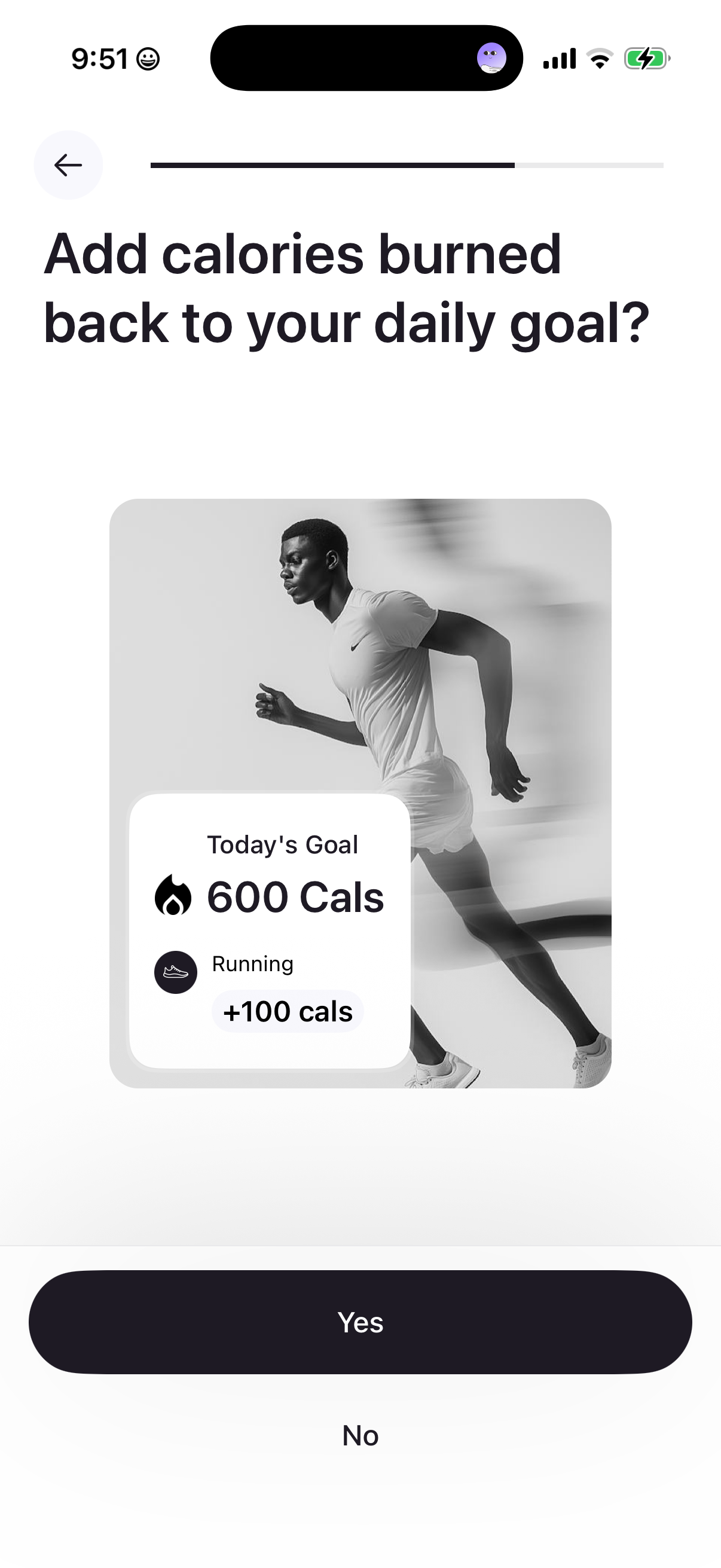 Cal AI frame 31: Workout-calorie preference
