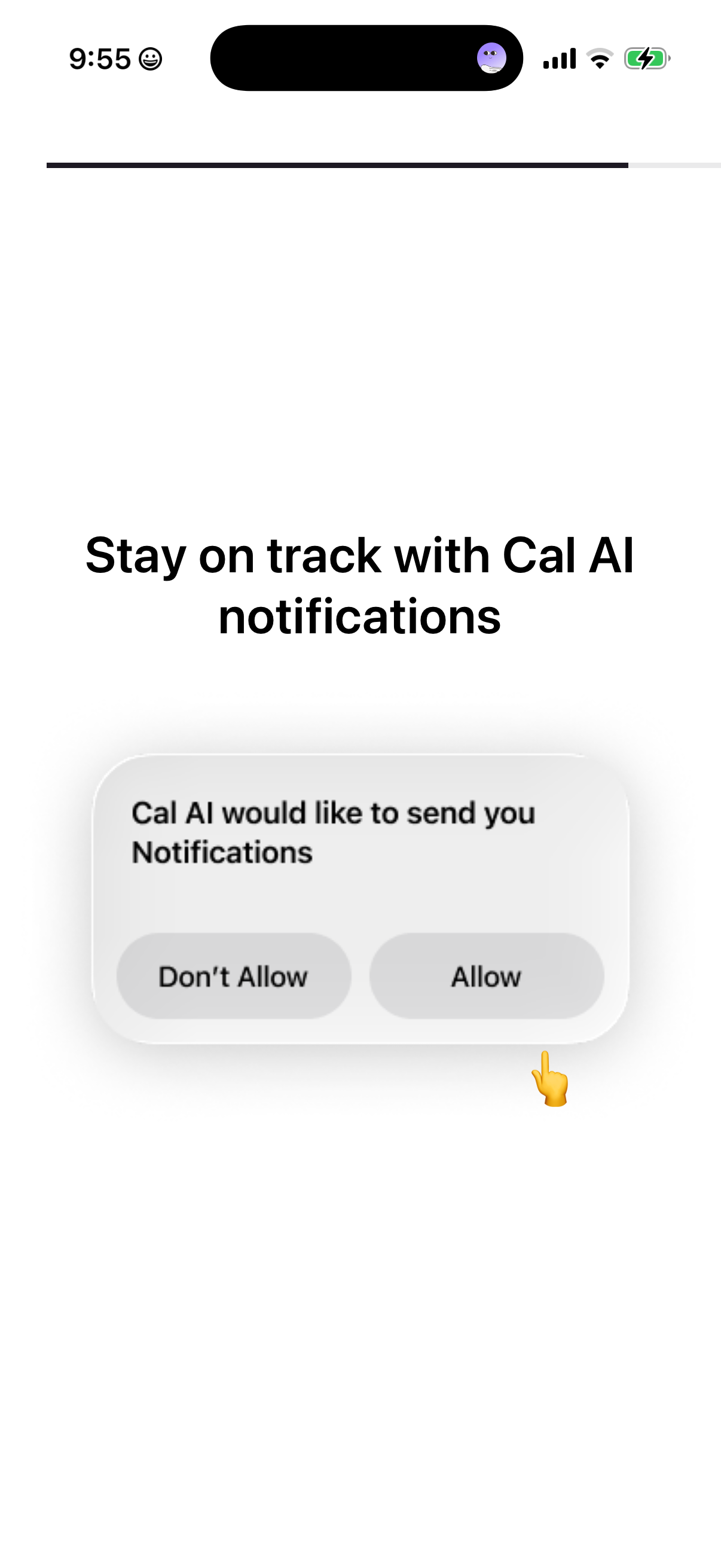 Step 1 of Cal Ai Notifications Opt-in