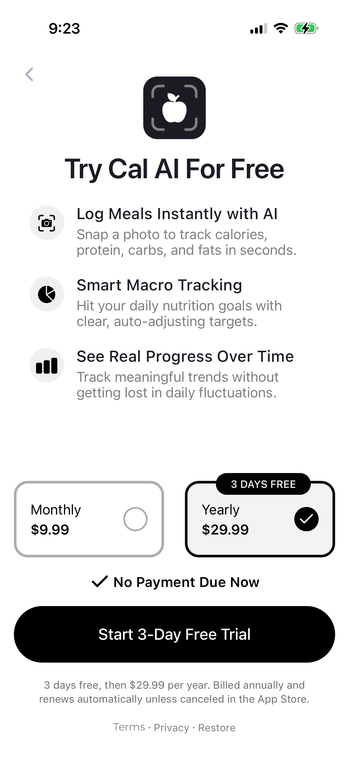 Step 2 of cal-ai Paywall