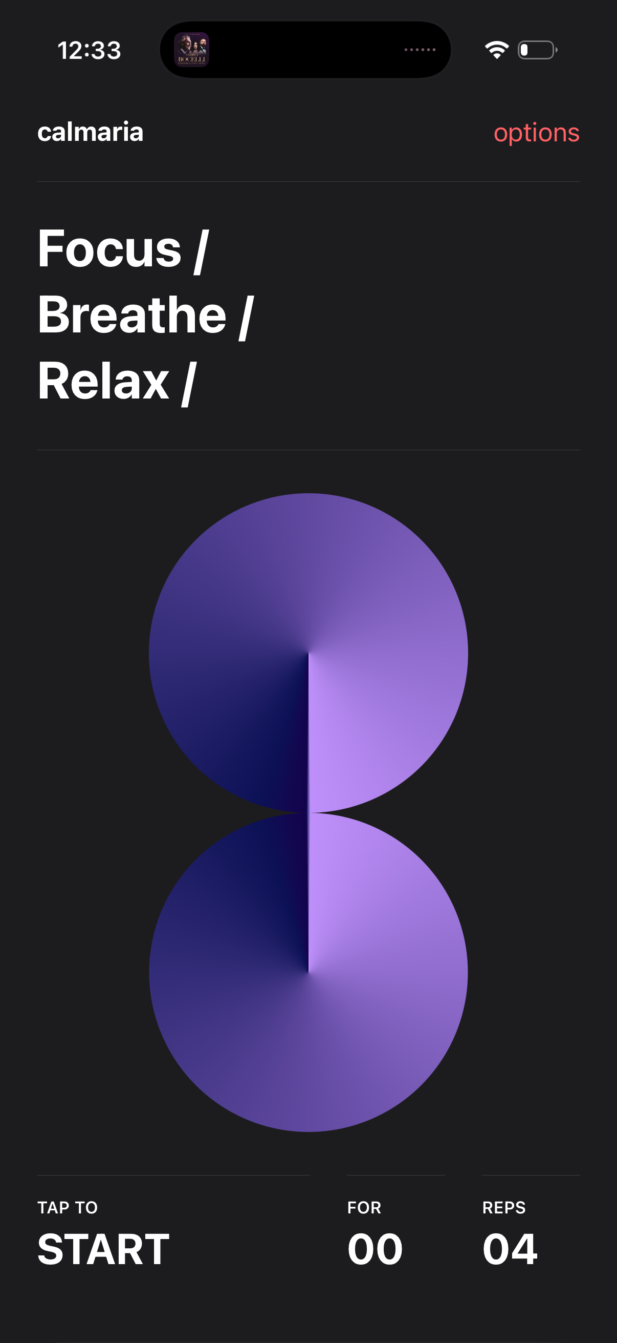 calmaria start breathing session