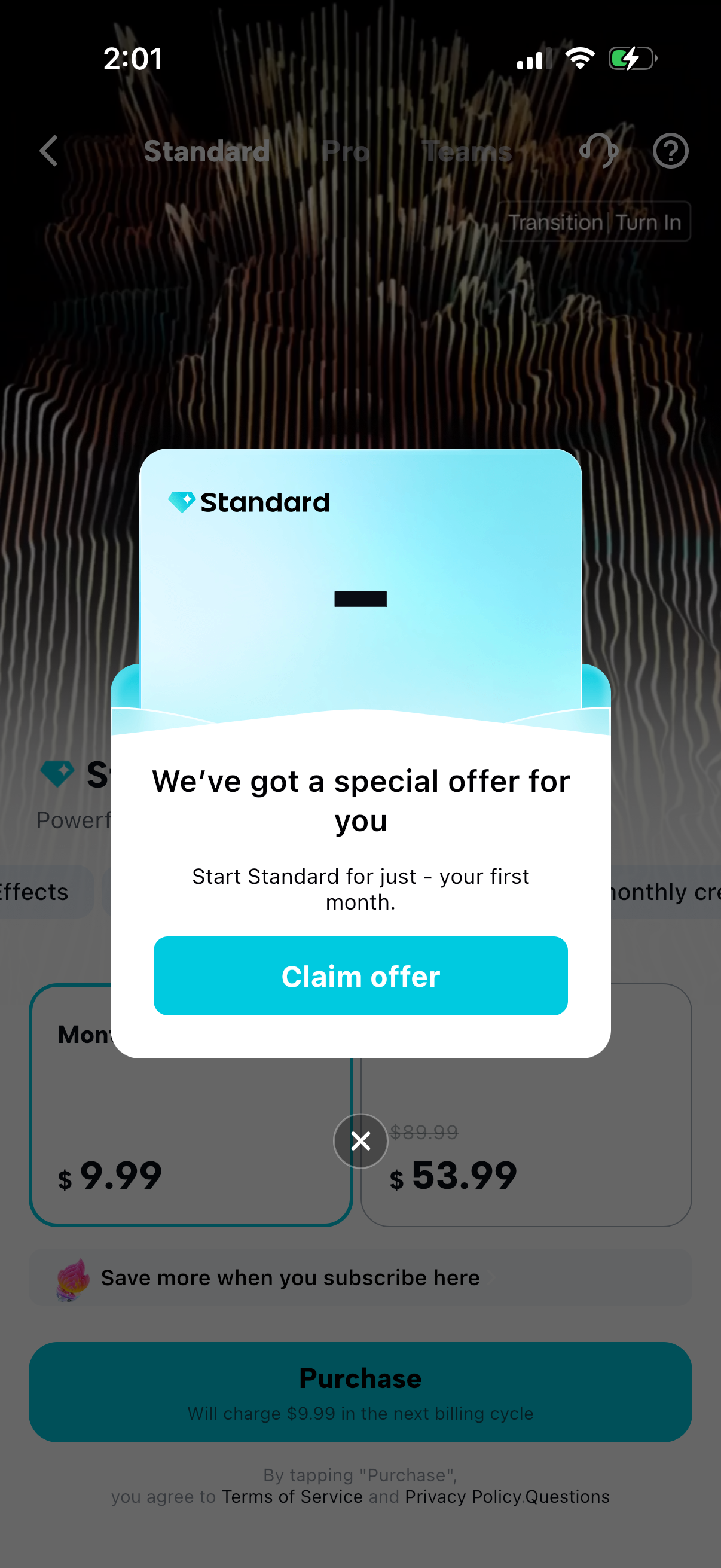 Step 2 of capcut Paywall