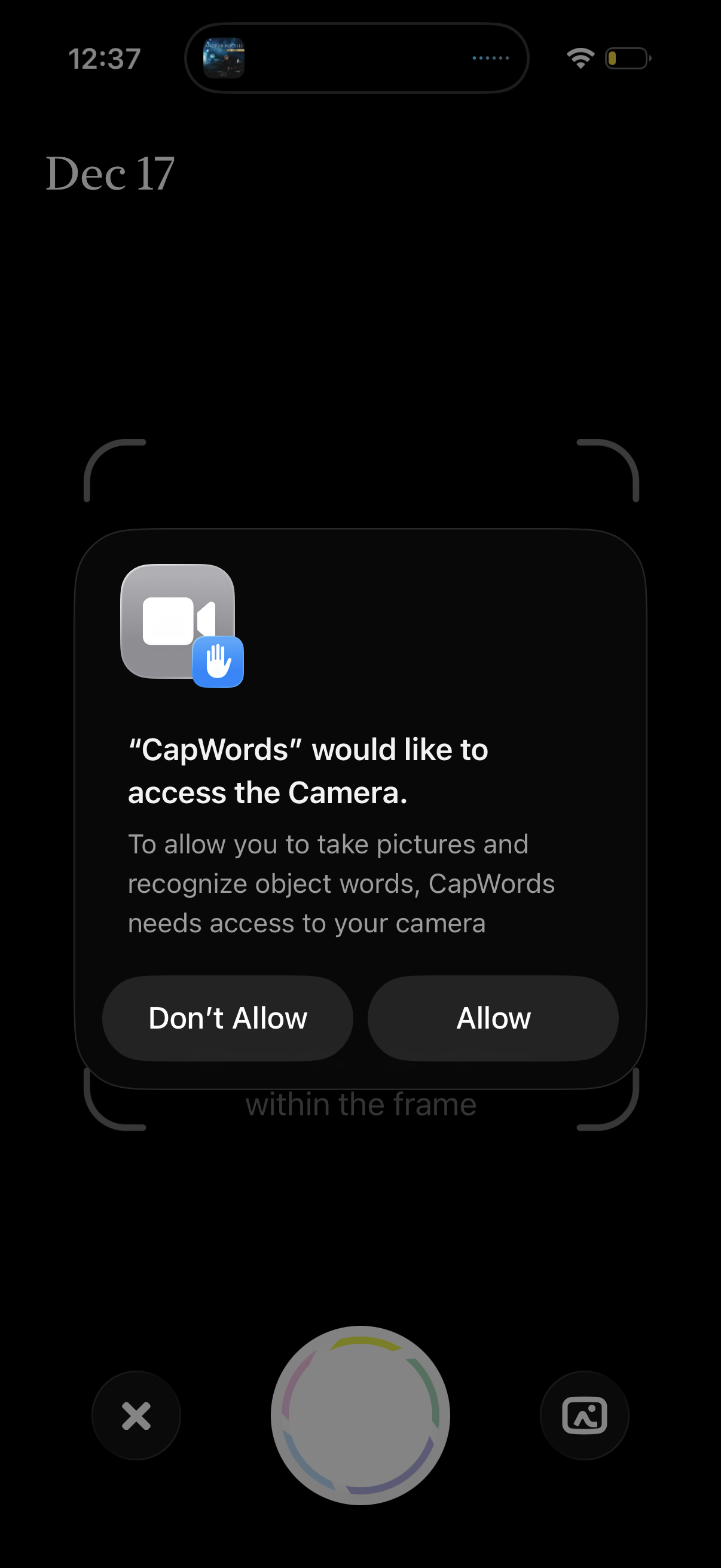 capwords grant camera access