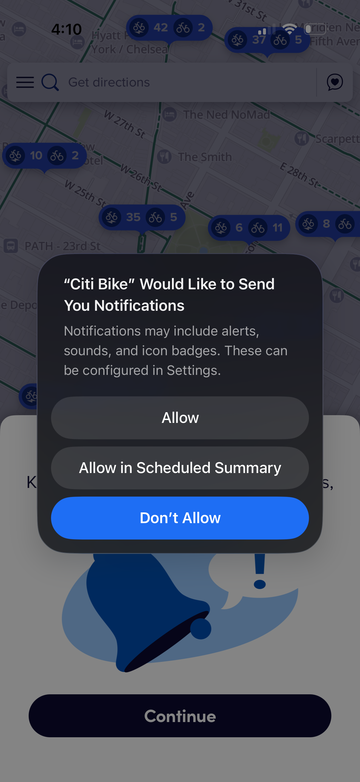 citibike app screenshot 4