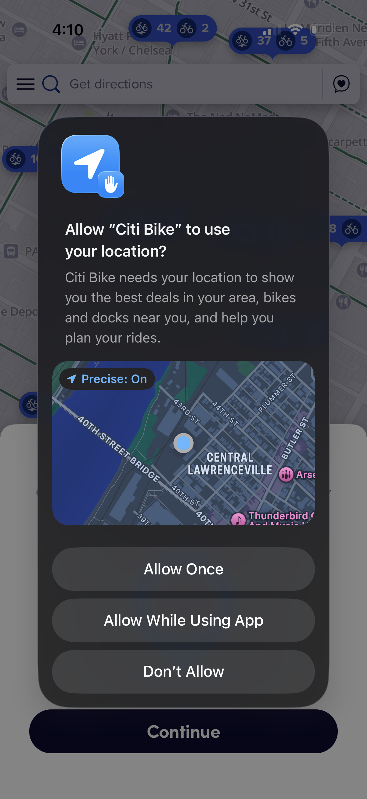 citibike app screenshot 2