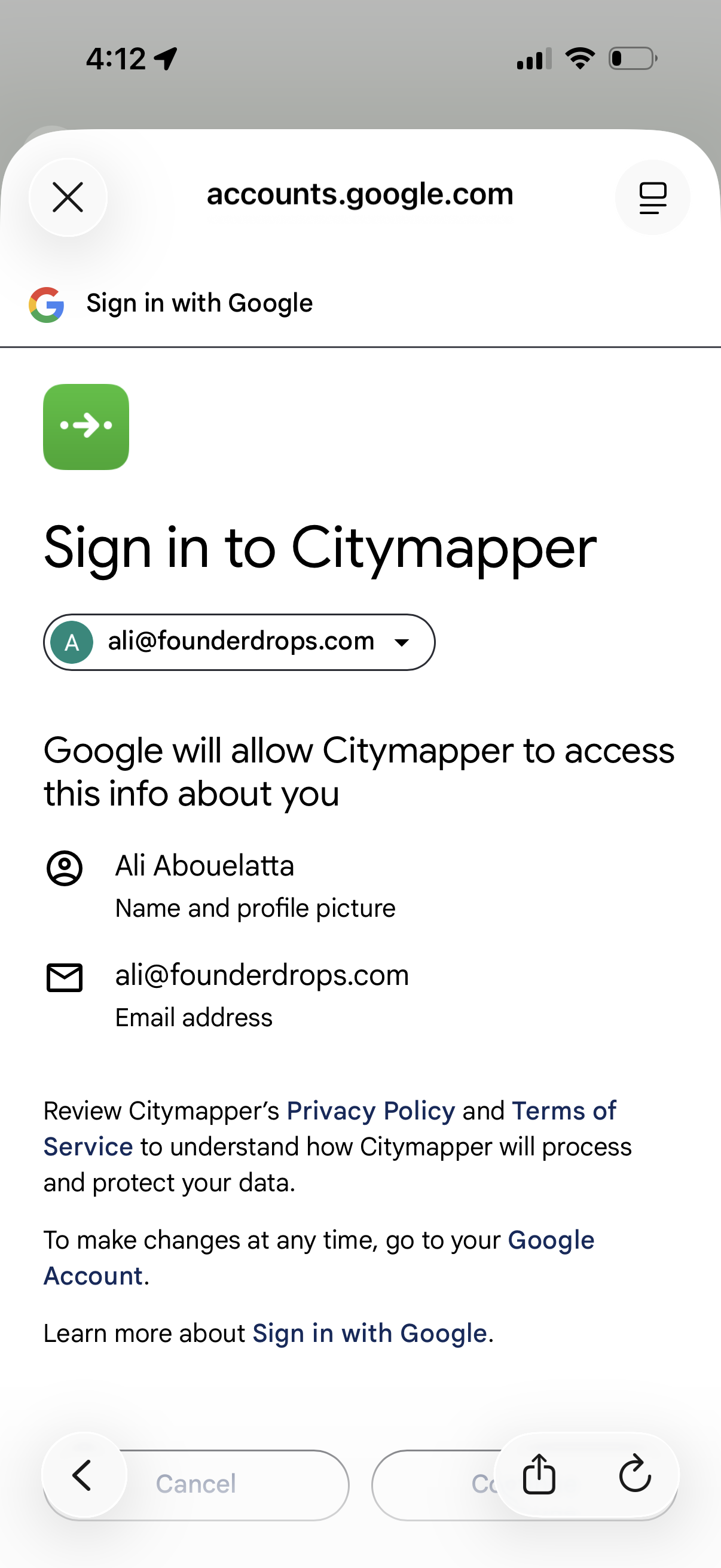 citymapper app screenshot 2