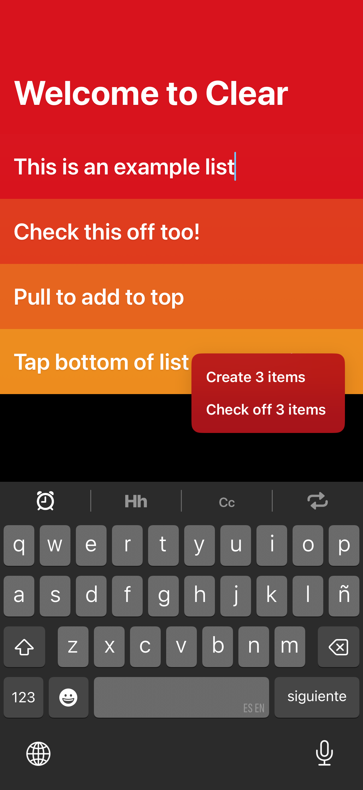 clear-todo screen