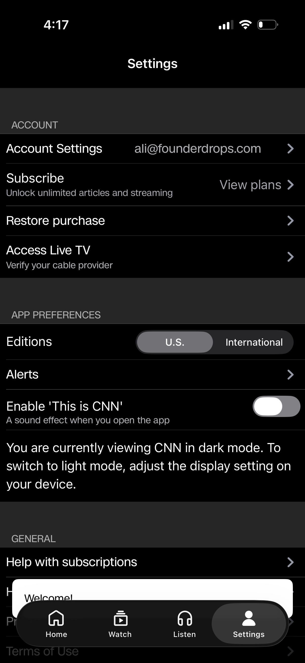 cnn app screenshot 1