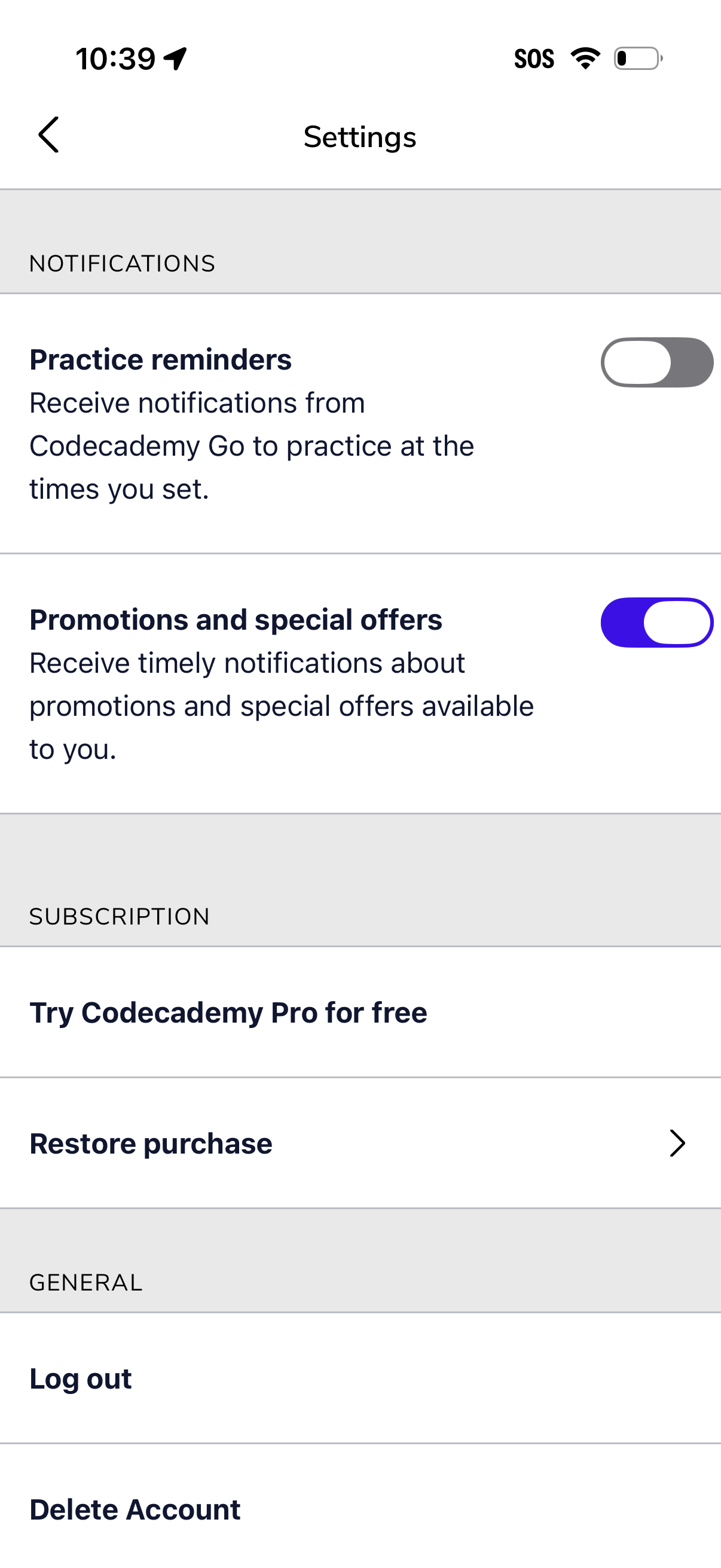 codeacademy-go app screenshot 2