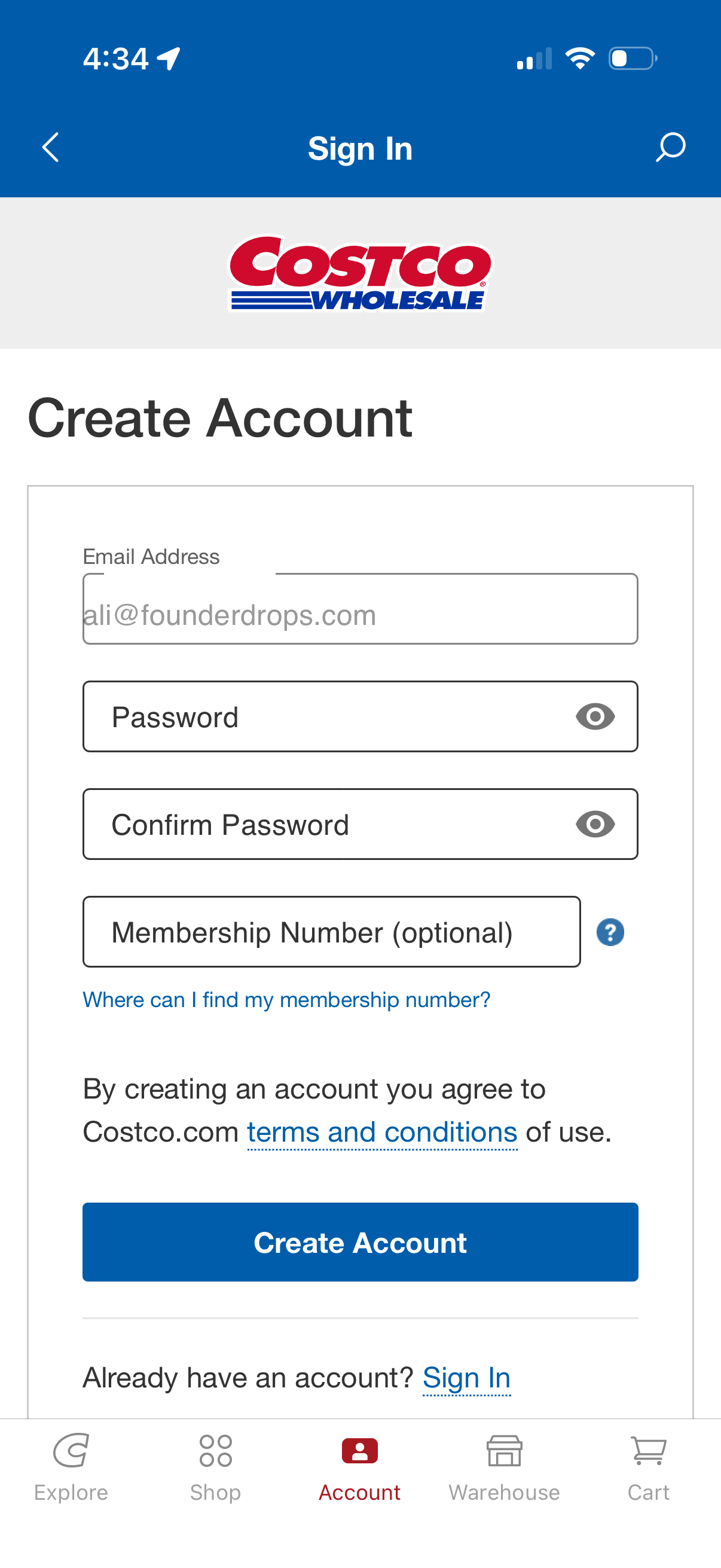 costco app screenshot 1