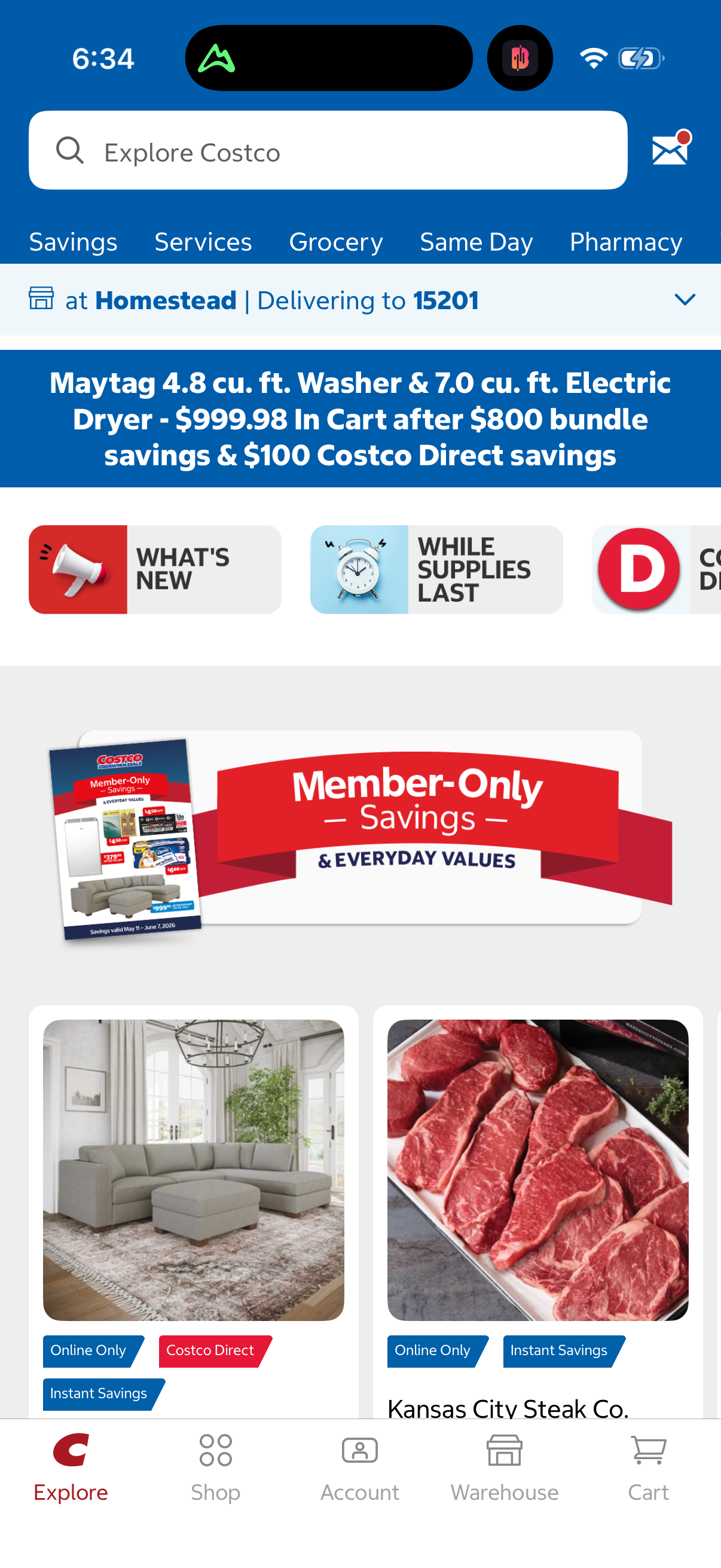 Step 1 of costco Main_tabs