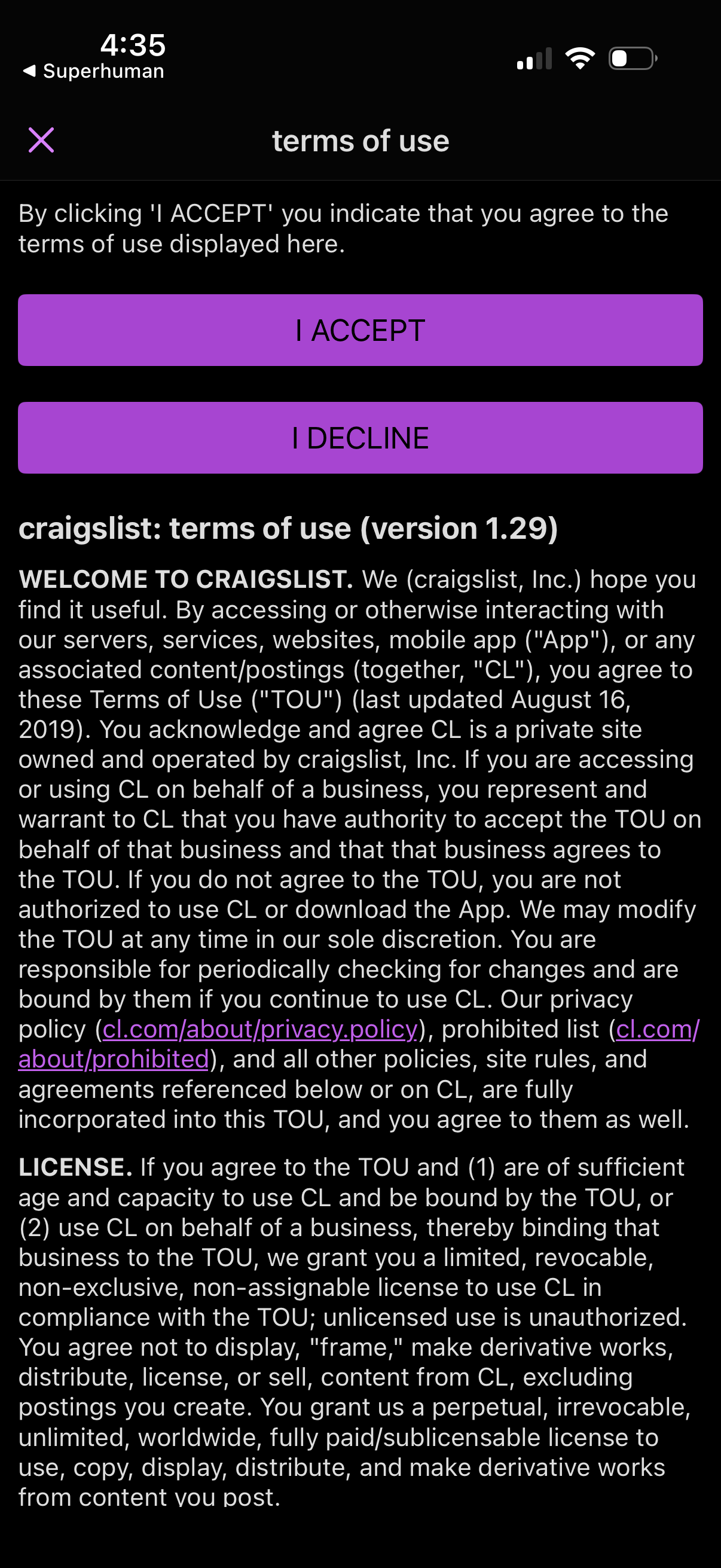 craigslist app screenshot 1