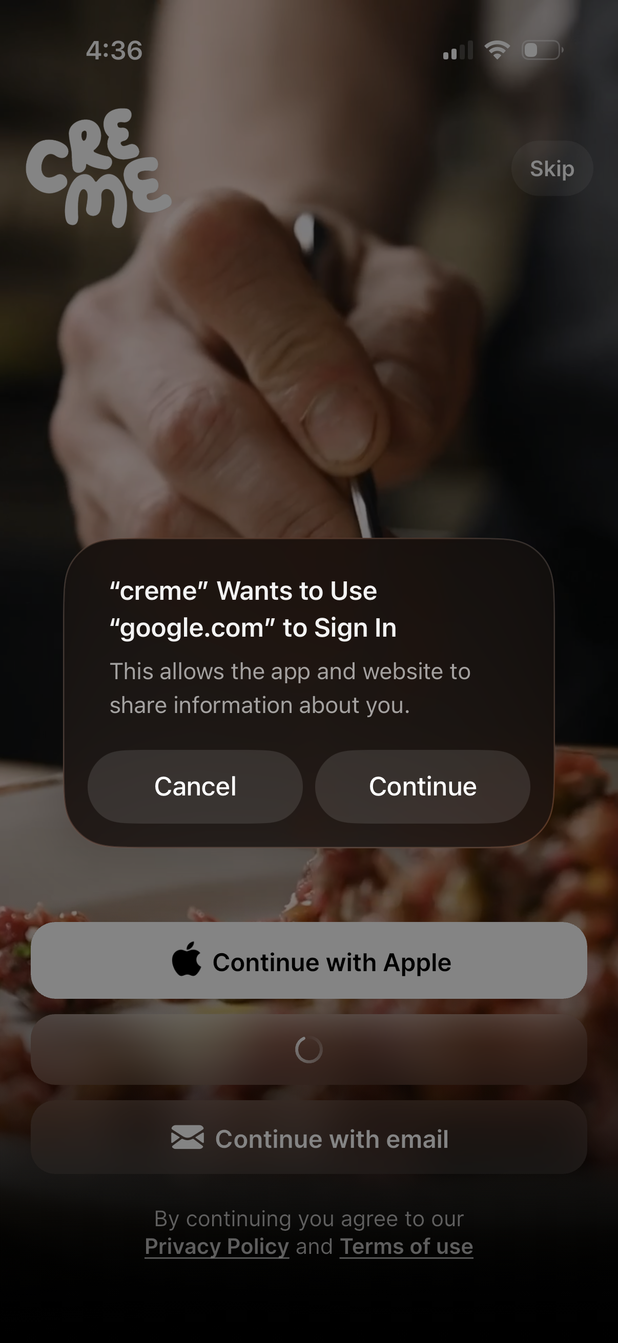 creme app screenshot 2