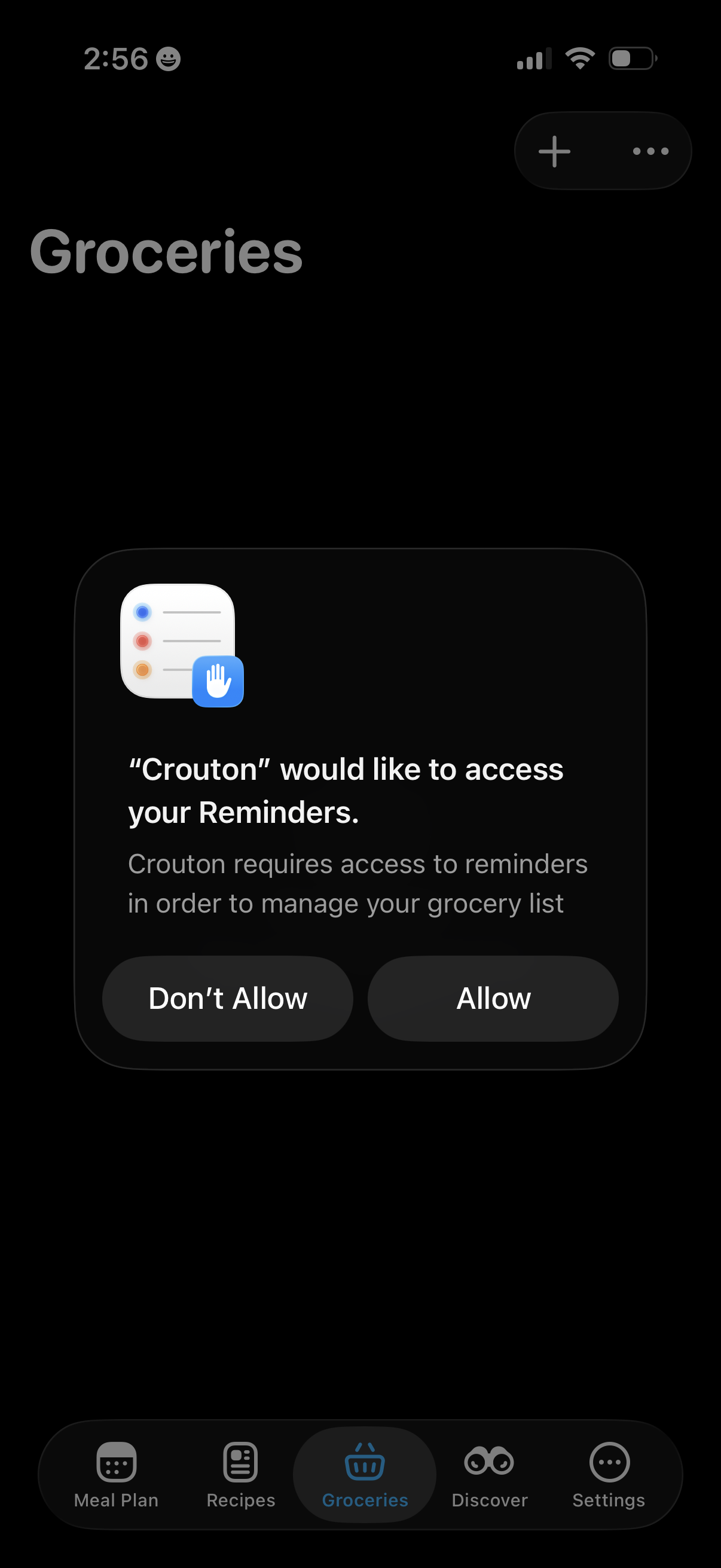 crouton allow reminders for groceries