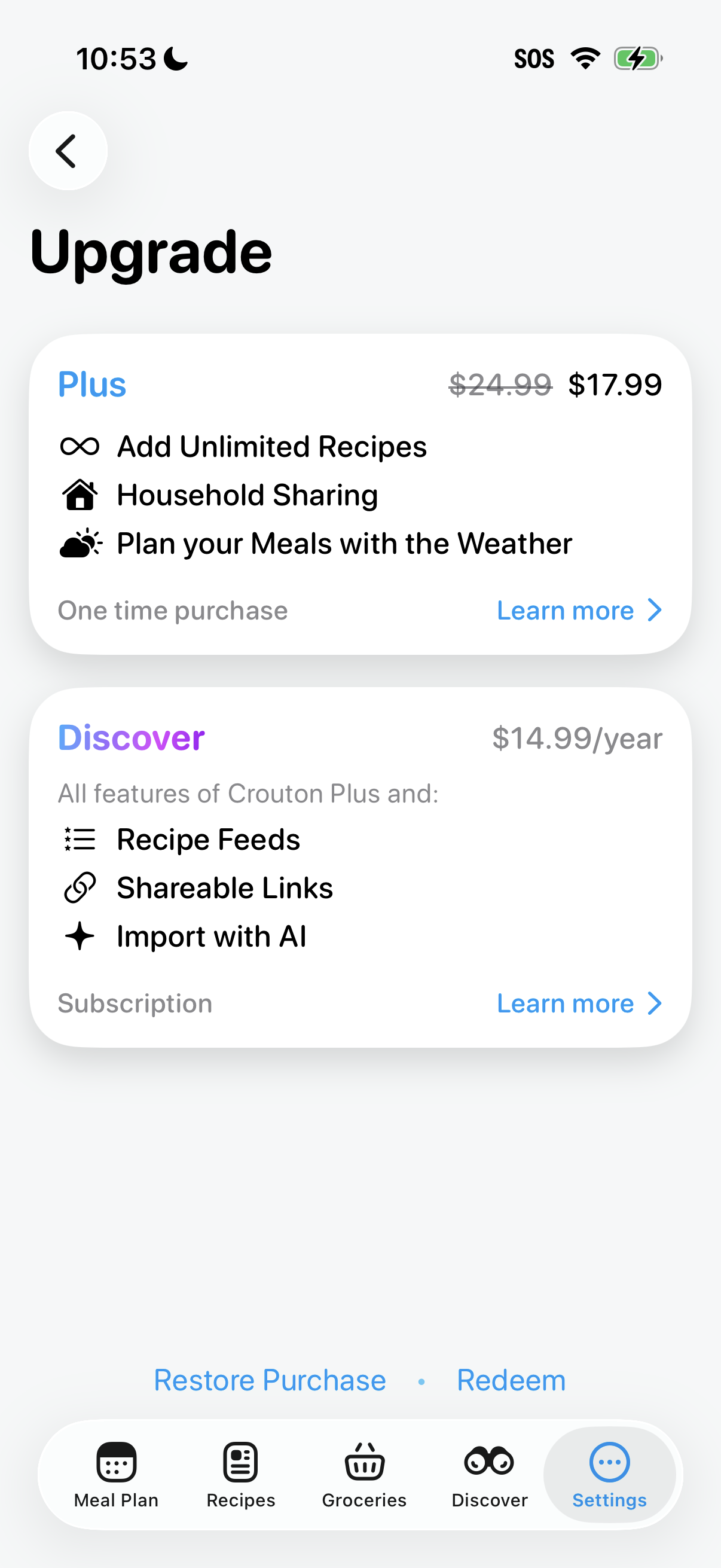 Step 2 of Crouton Settings Paywall