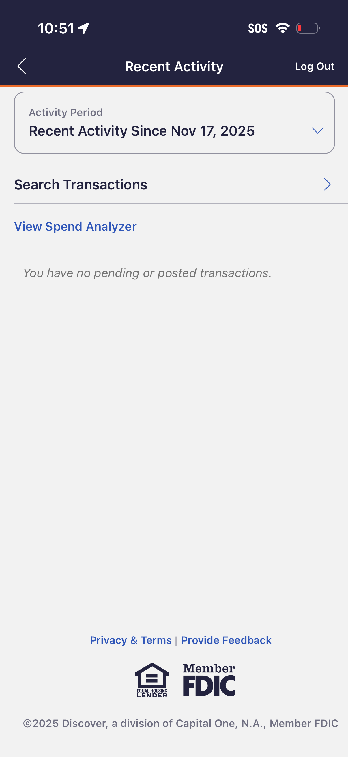 discover search transactions