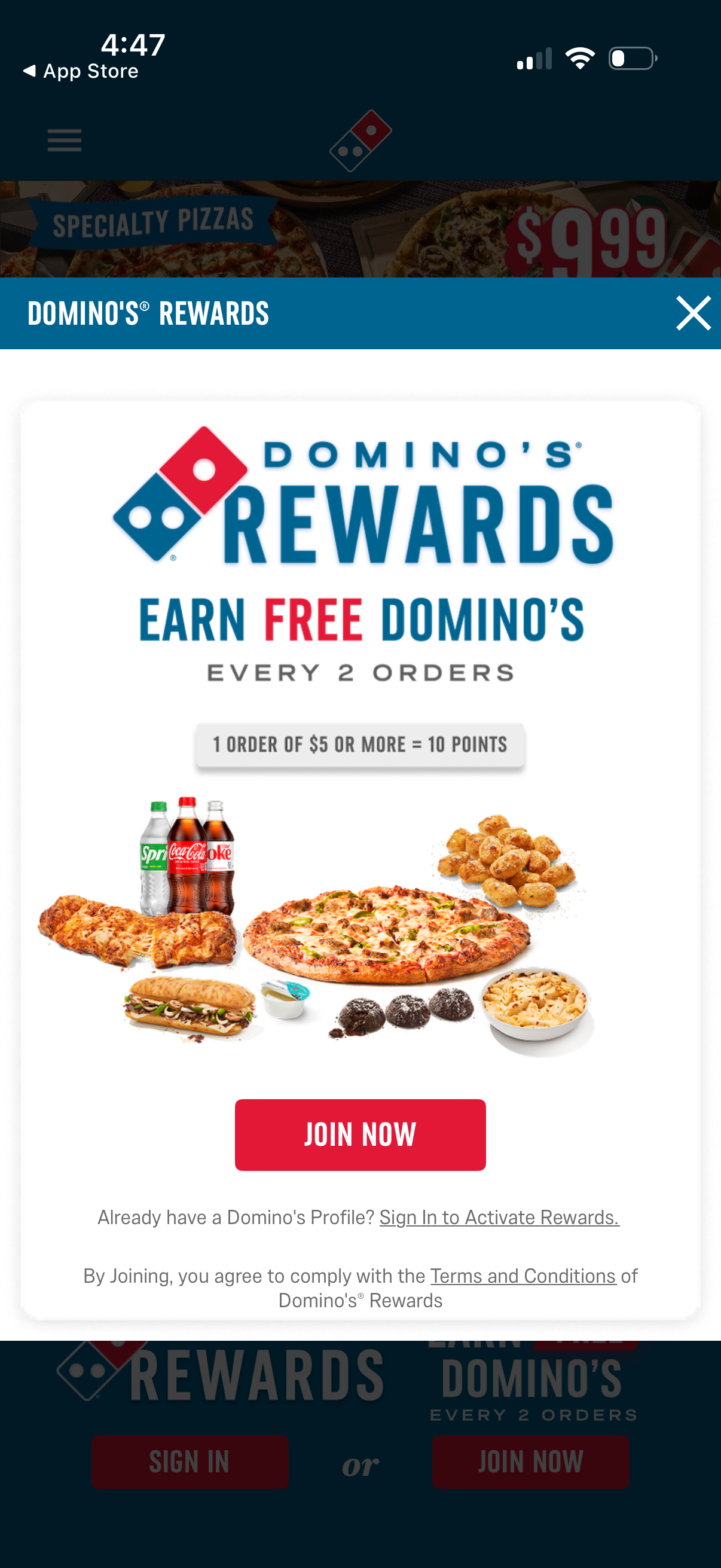 dominos app screenshot 2