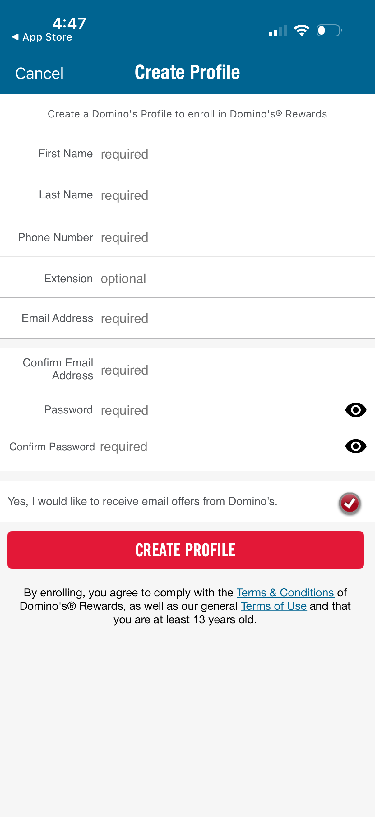 dominos app screenshot 1