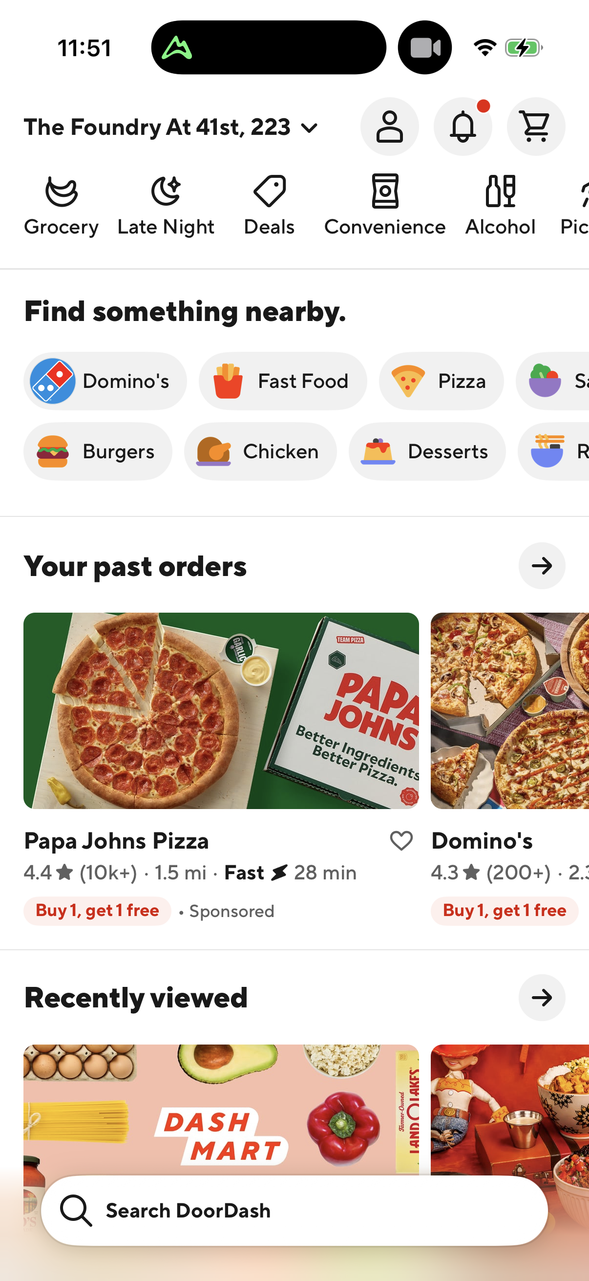 Step 1 of doordash Main_tabs