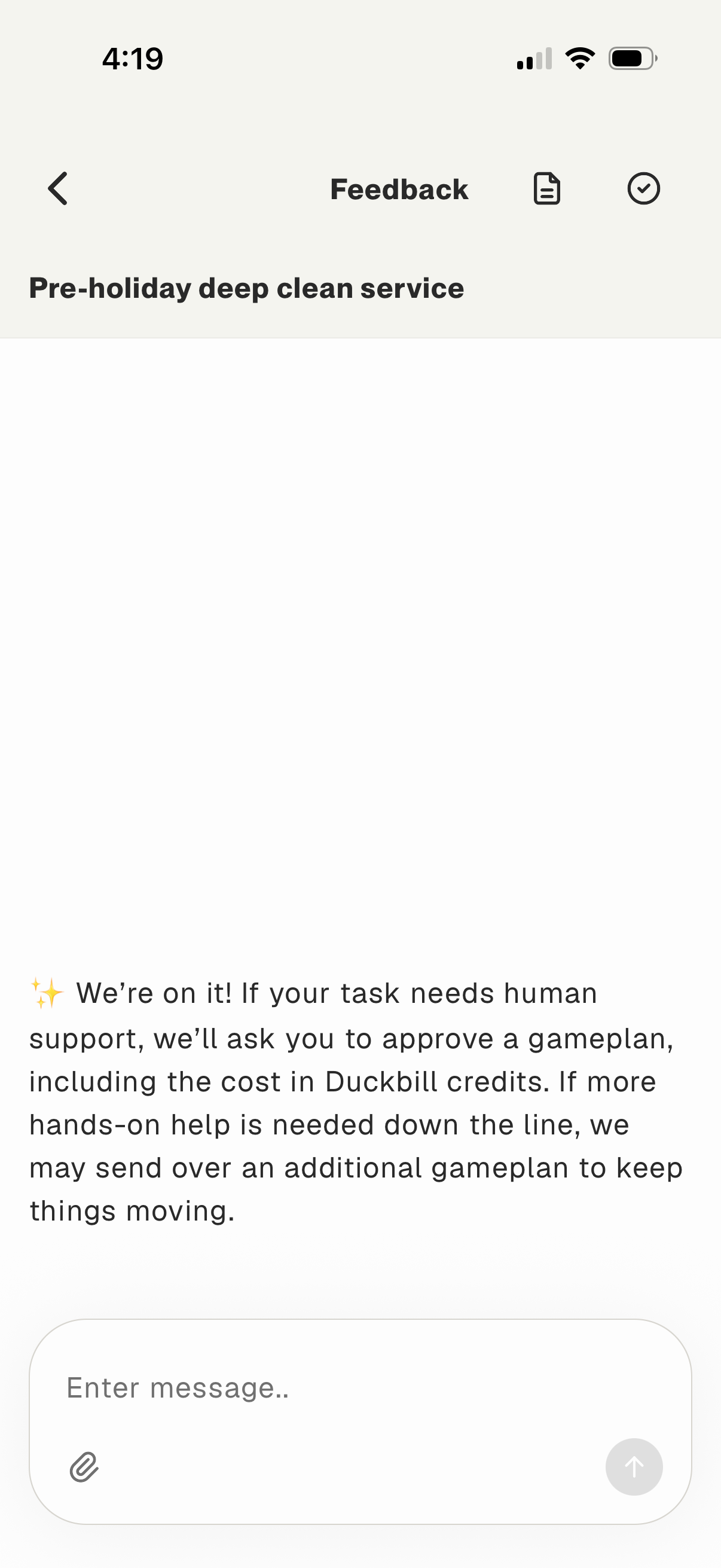 duckbill Task feedback