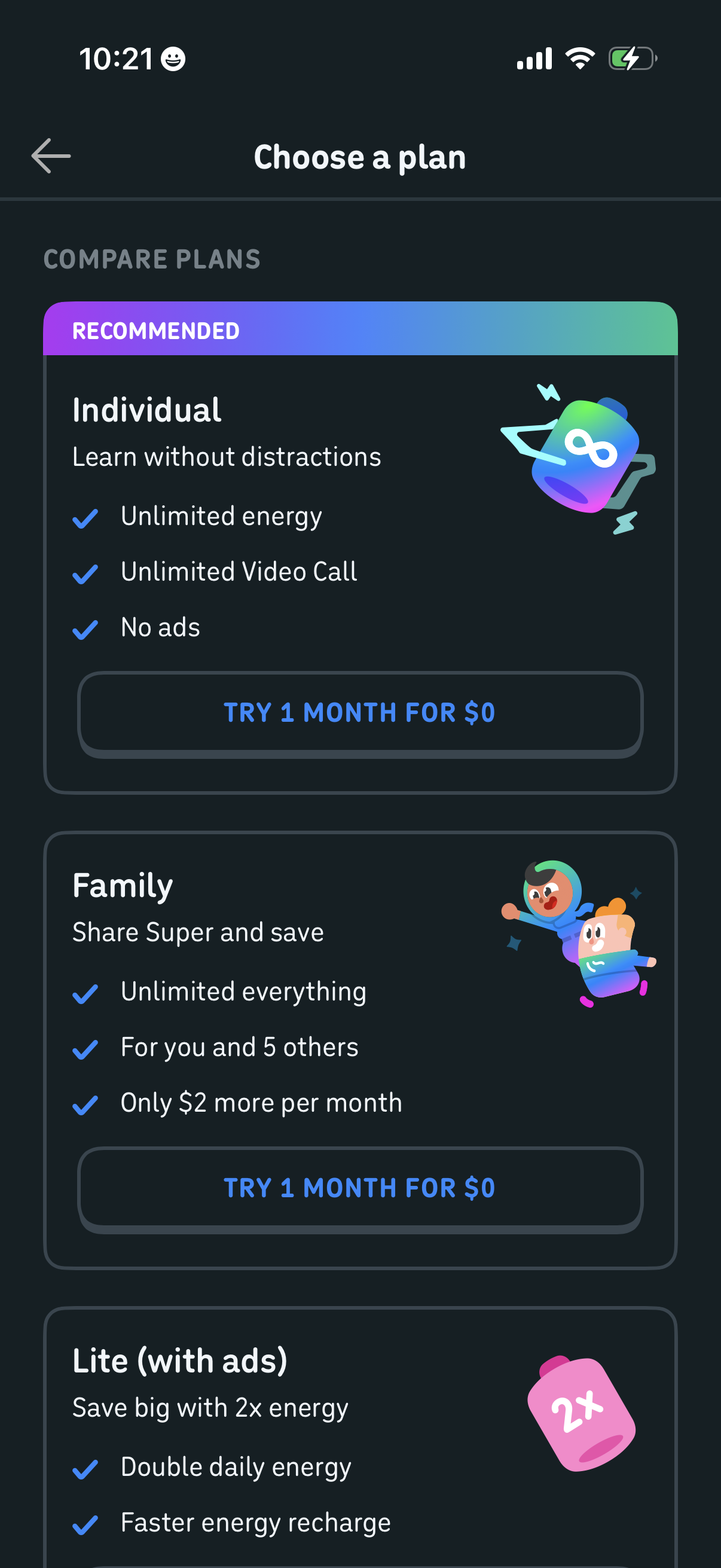 Step 2 of Duolingo Settings Paywall