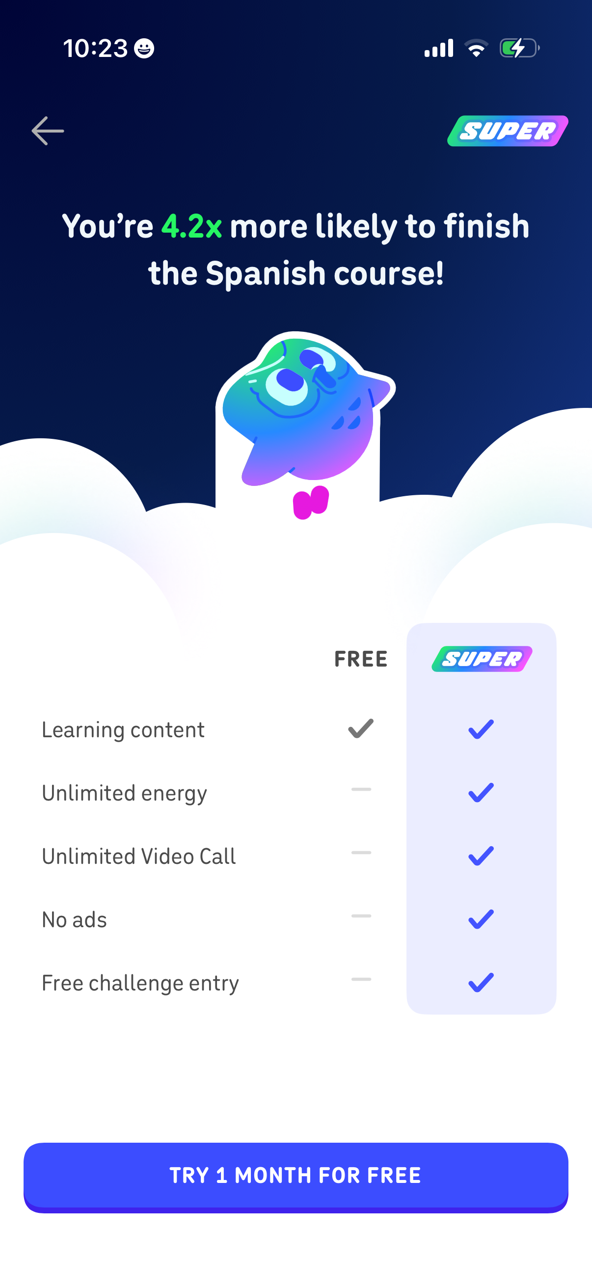 Step 5 of Duolingo Settings Paywall