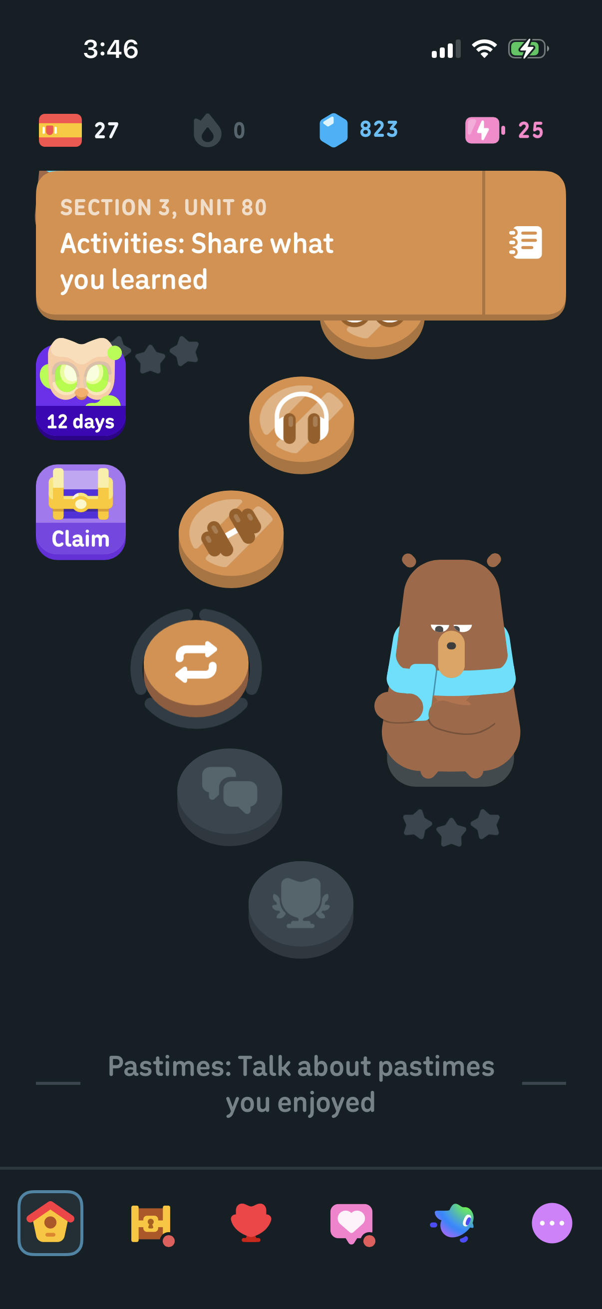 Step 1 of duolingo Main_tabs