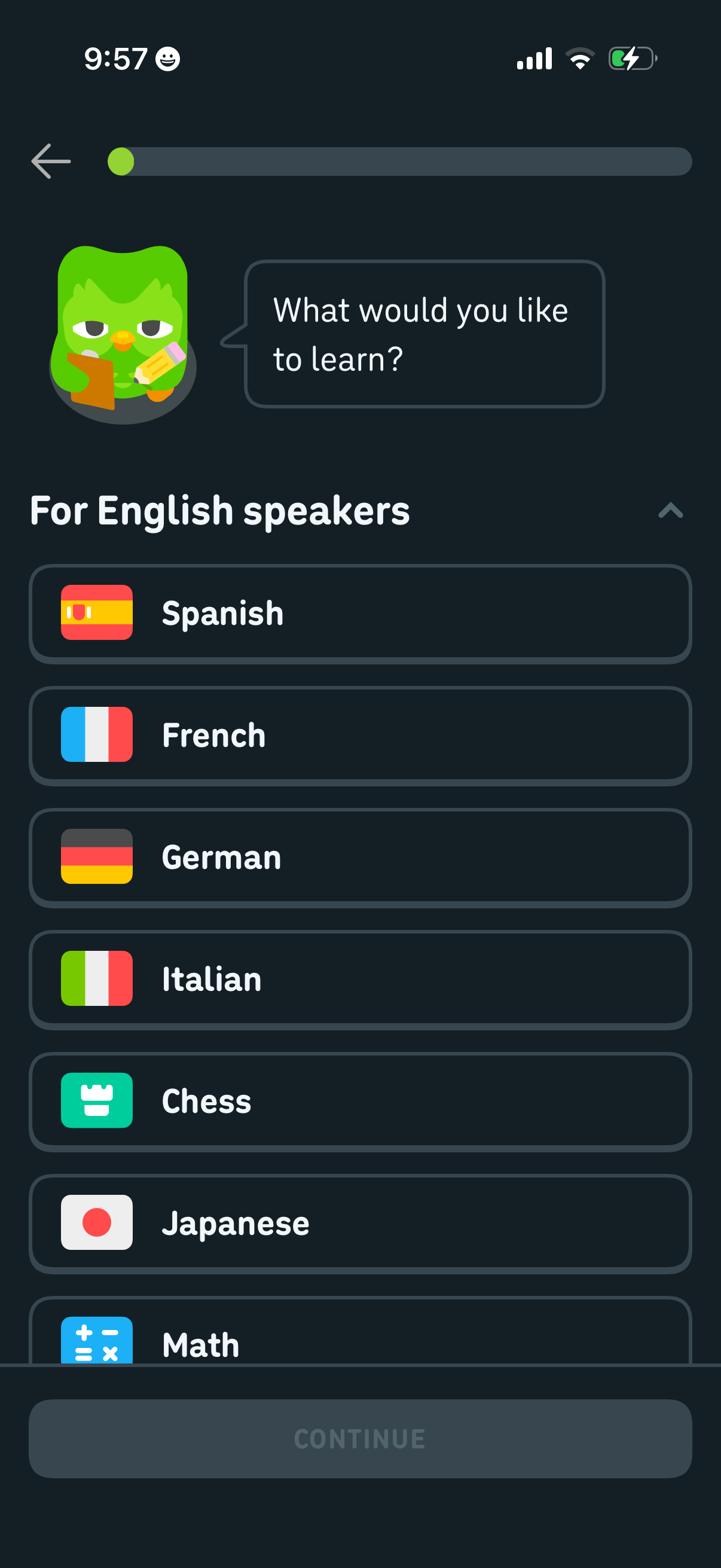 Step 4 of Duolingo Onboarding
