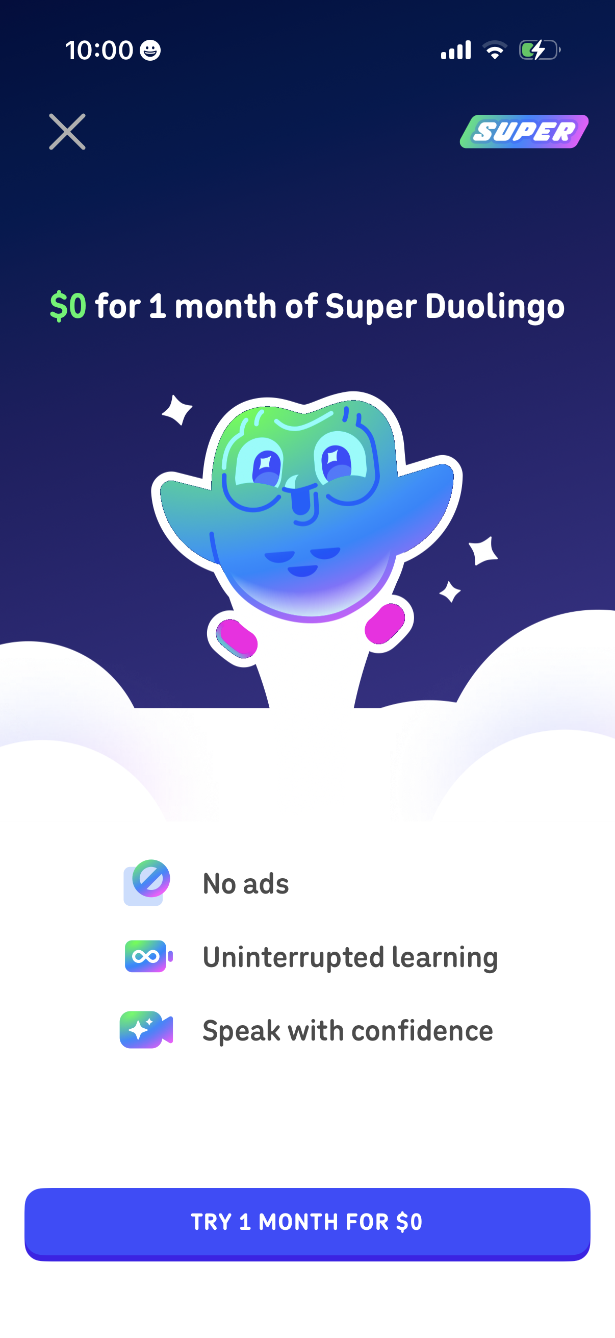 Step 2 of Duolingo Onboarding Paywall