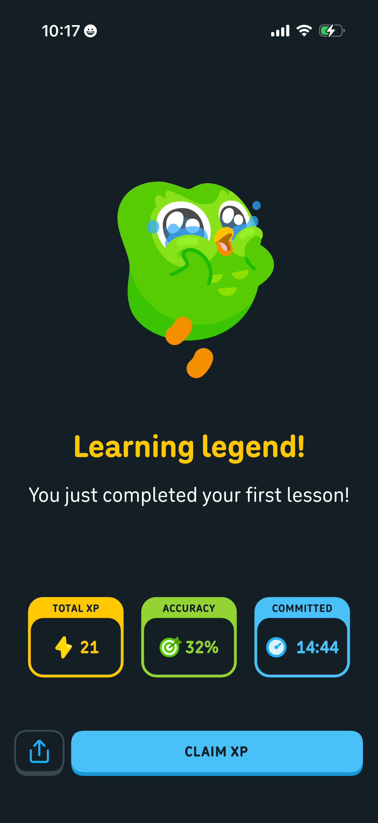 Step 1 of Duolingo Claim lesson rewards