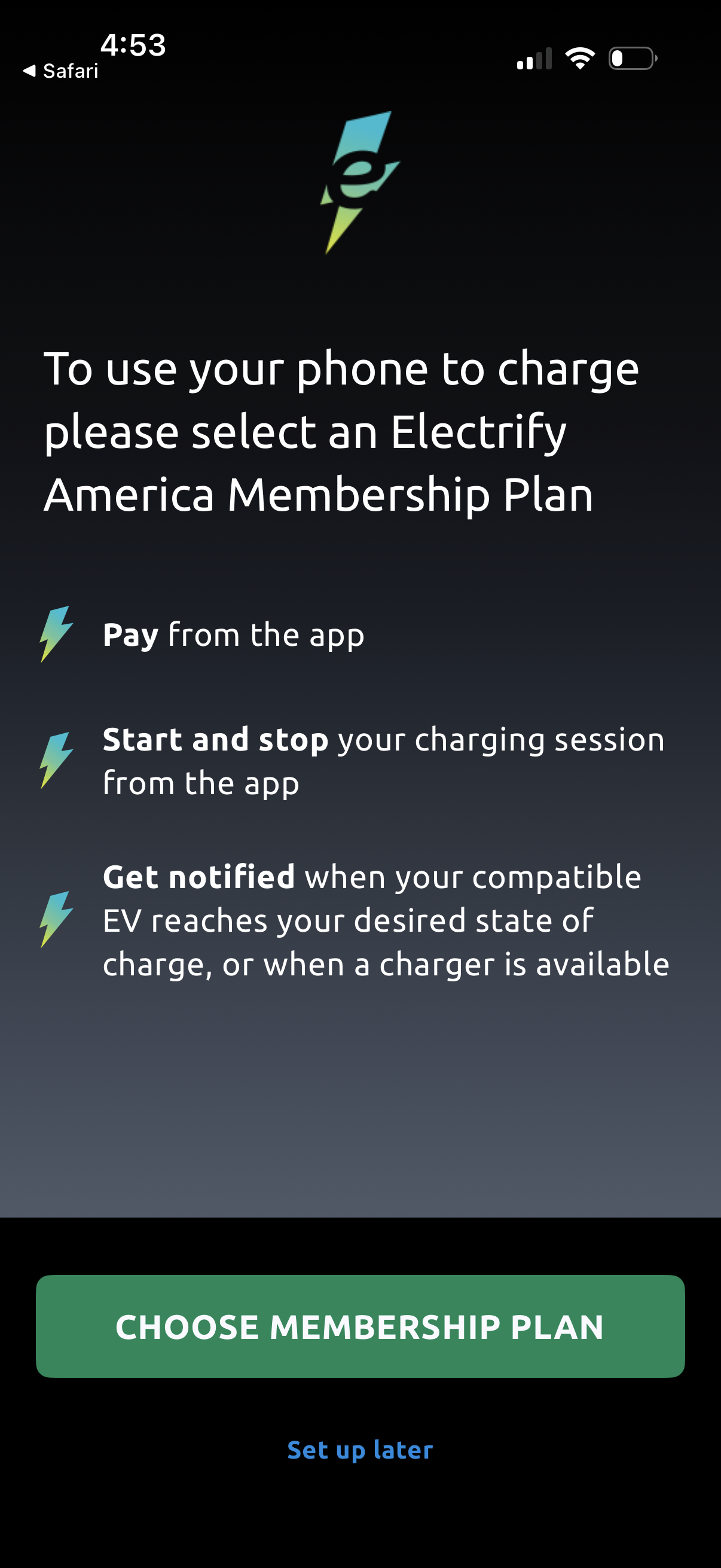 electrify-america app screenshot 2