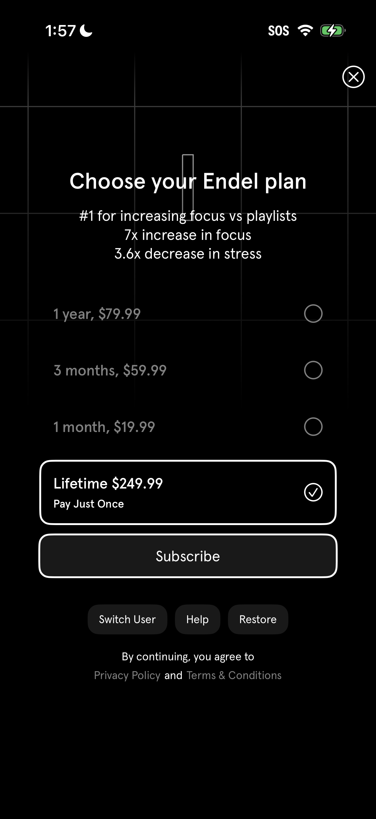Step 2 of Endel Locked Feature Paywall