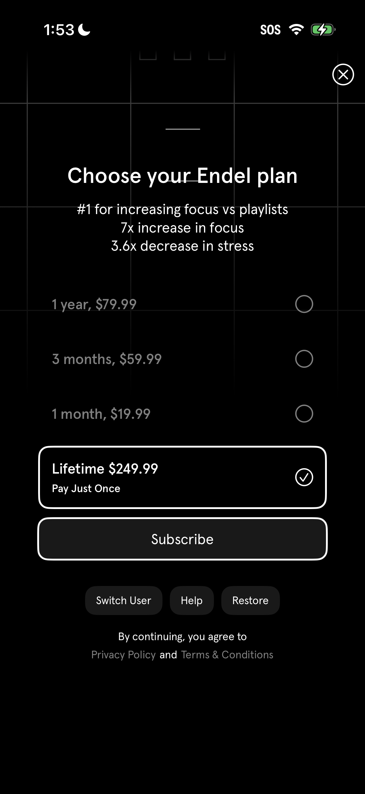 Step 1 of Endel Endel Monthly Subscription