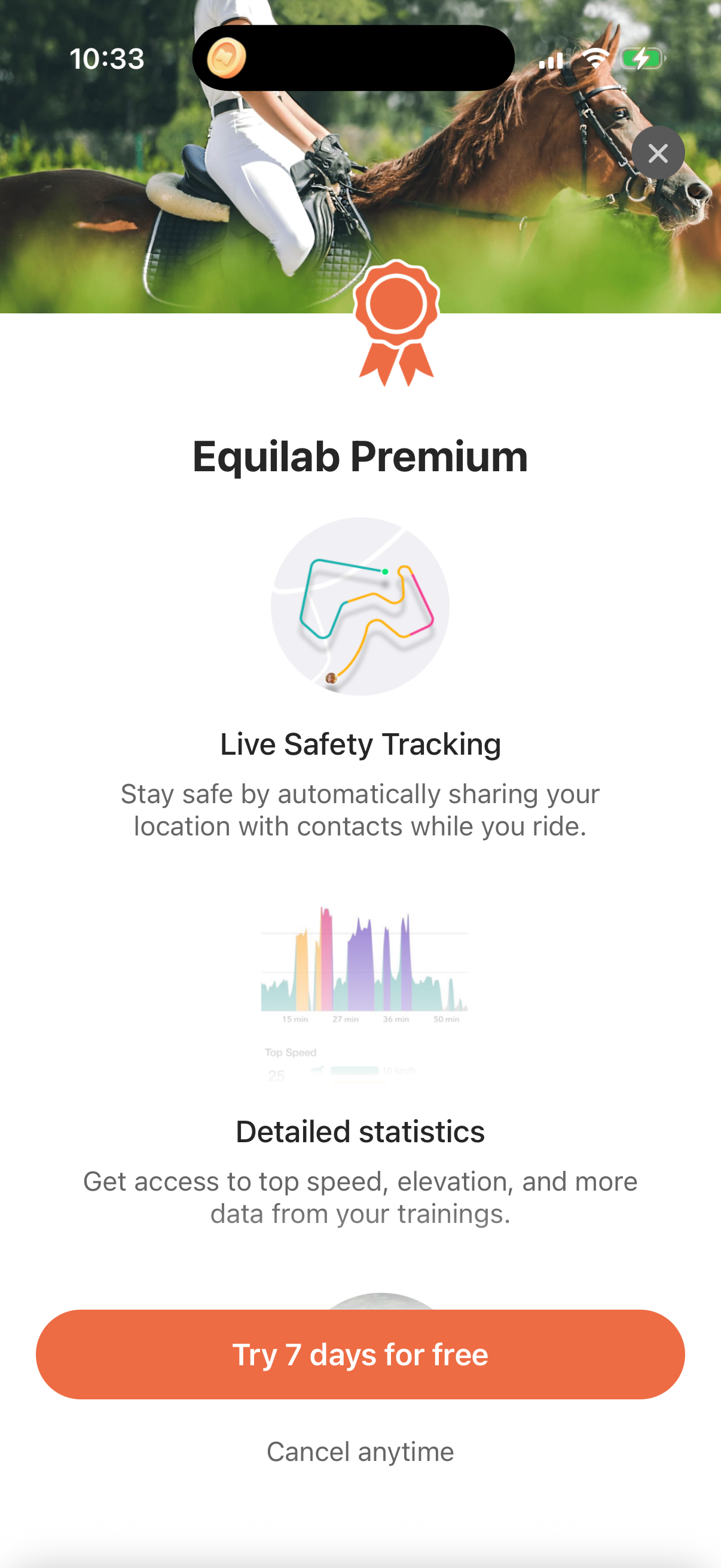 Step 1 of equilab Paywall