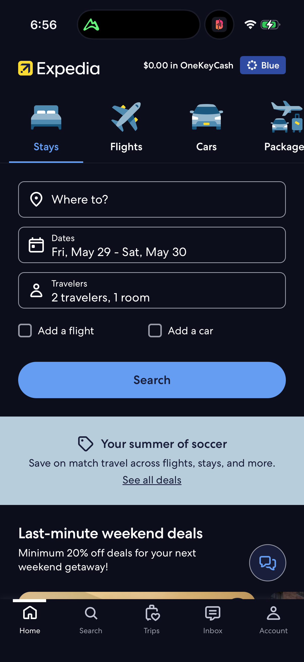 Step 1 of expedia Main_tabs