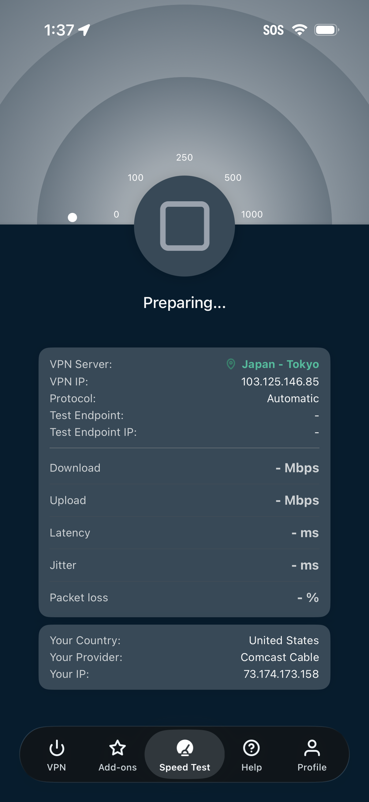 expressVPN run speed test