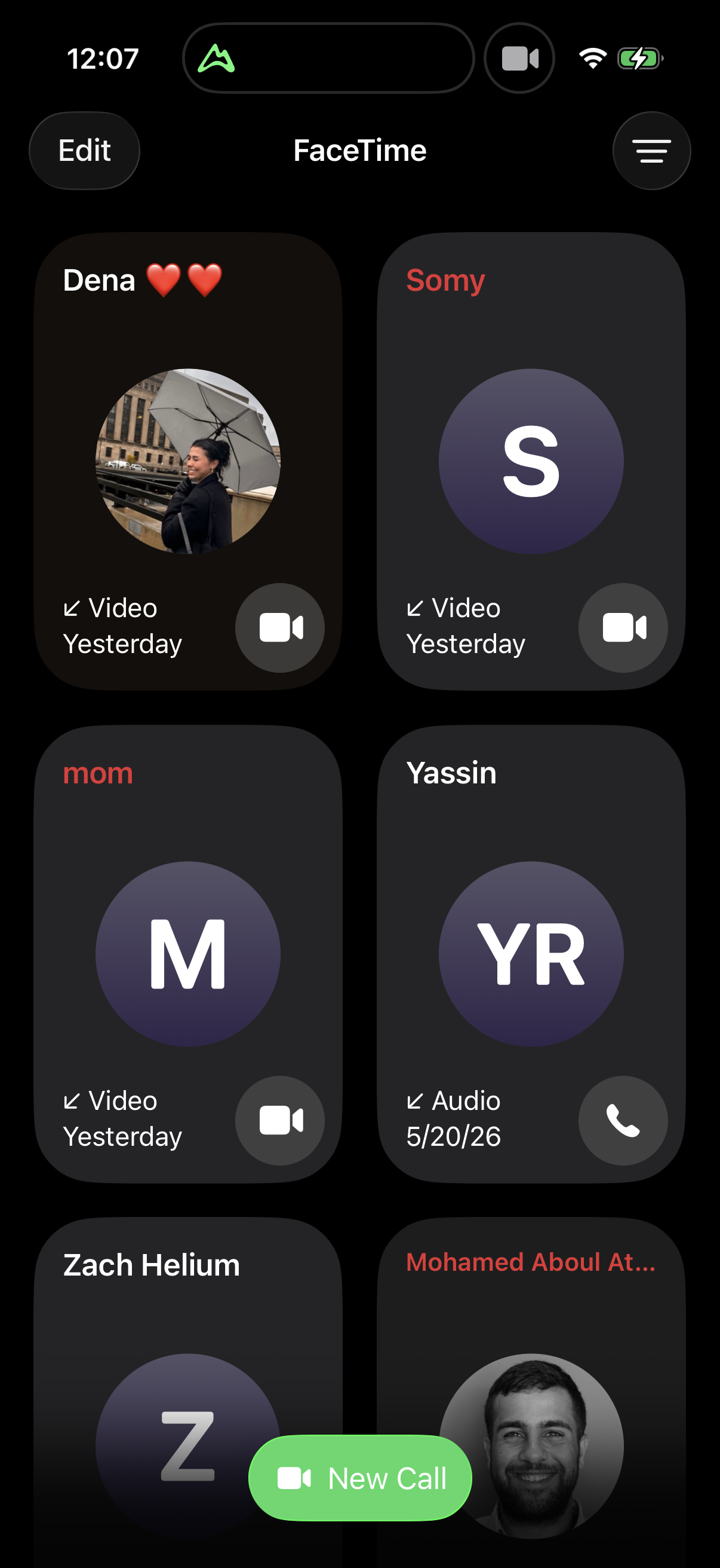 Step 1 of facetime Main_tabs
