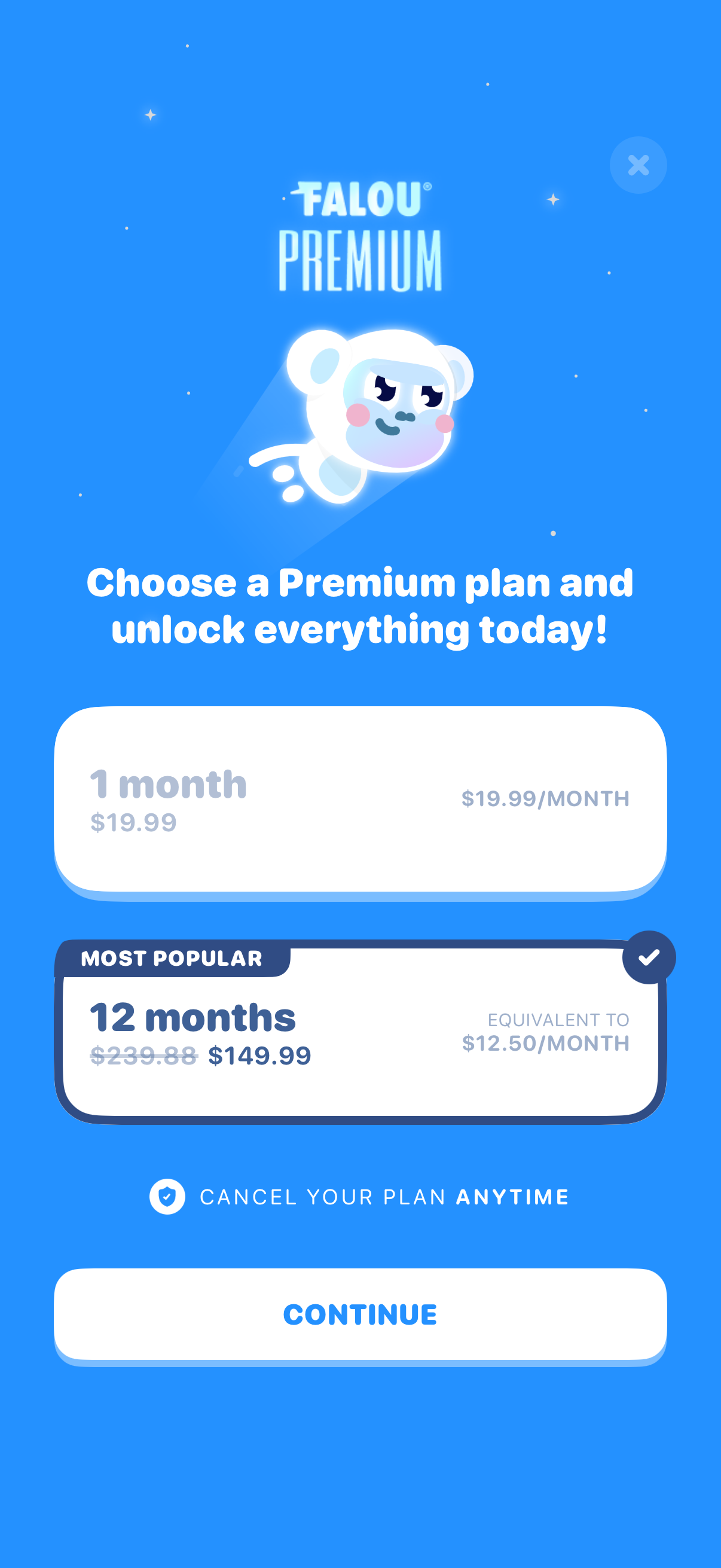Step 1 of falou Paywall