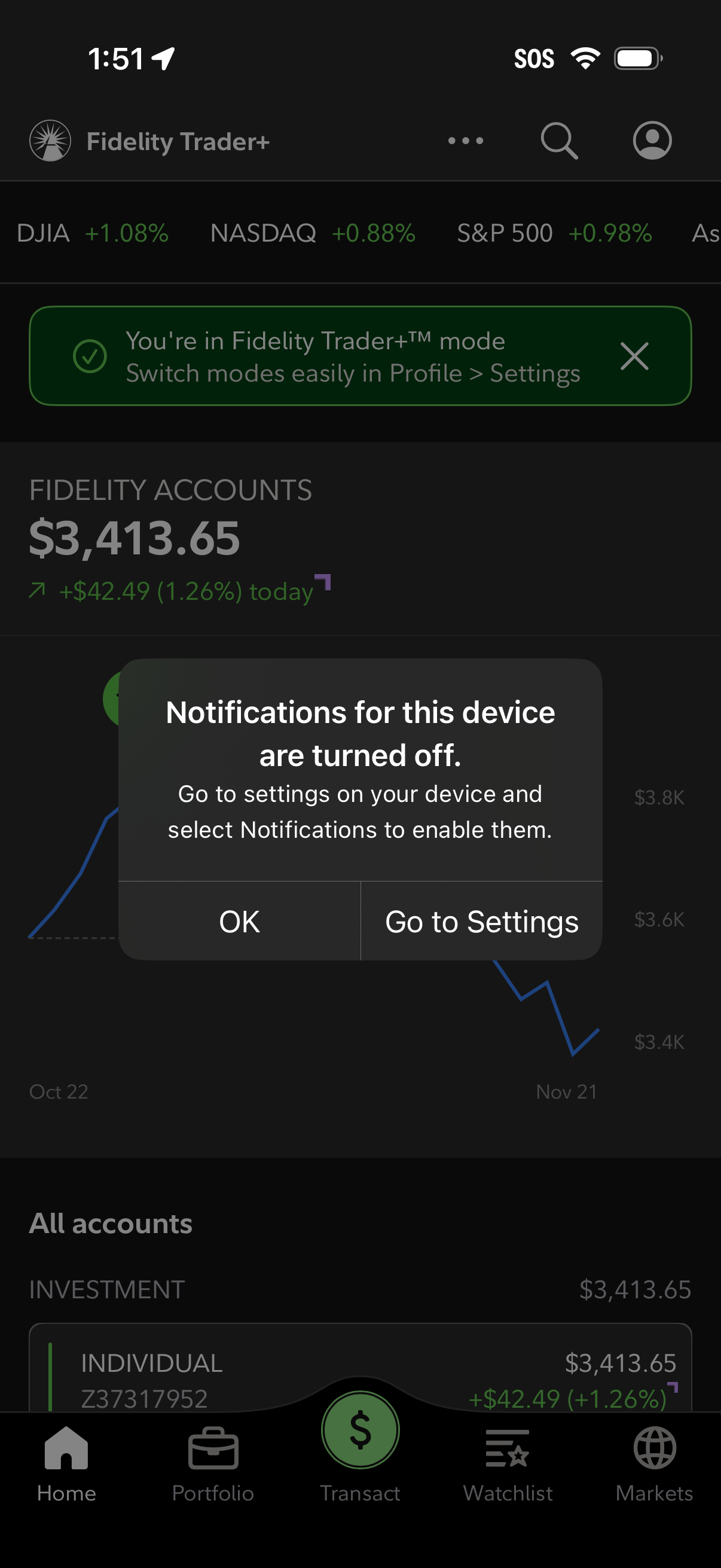 fidelty enable trader mode