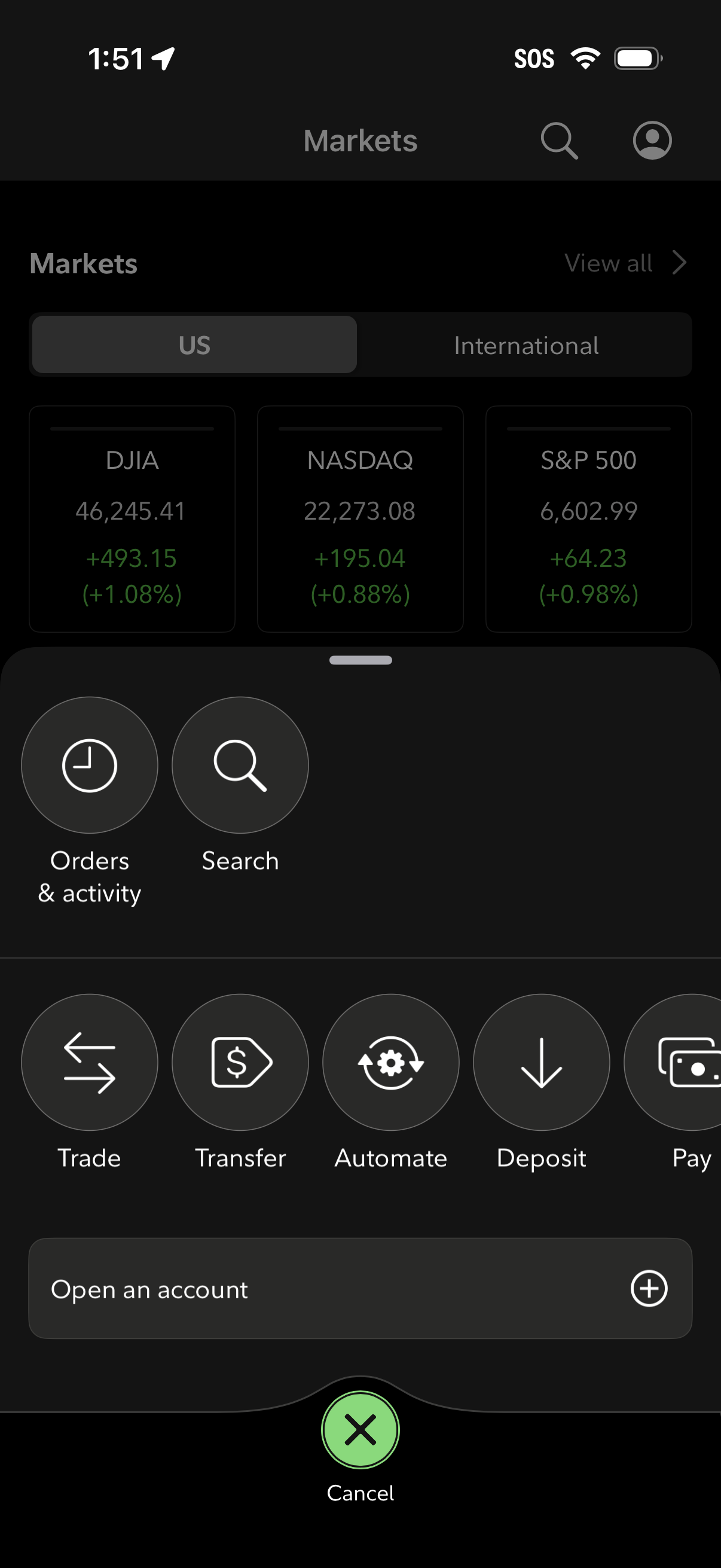 fidelty open orders and activity