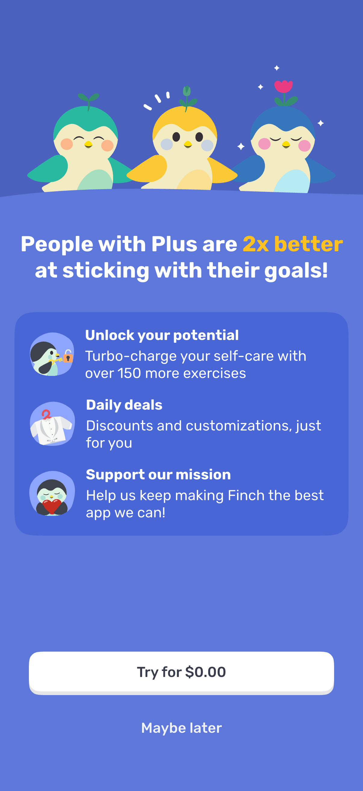 Step 1 of finch Paywall