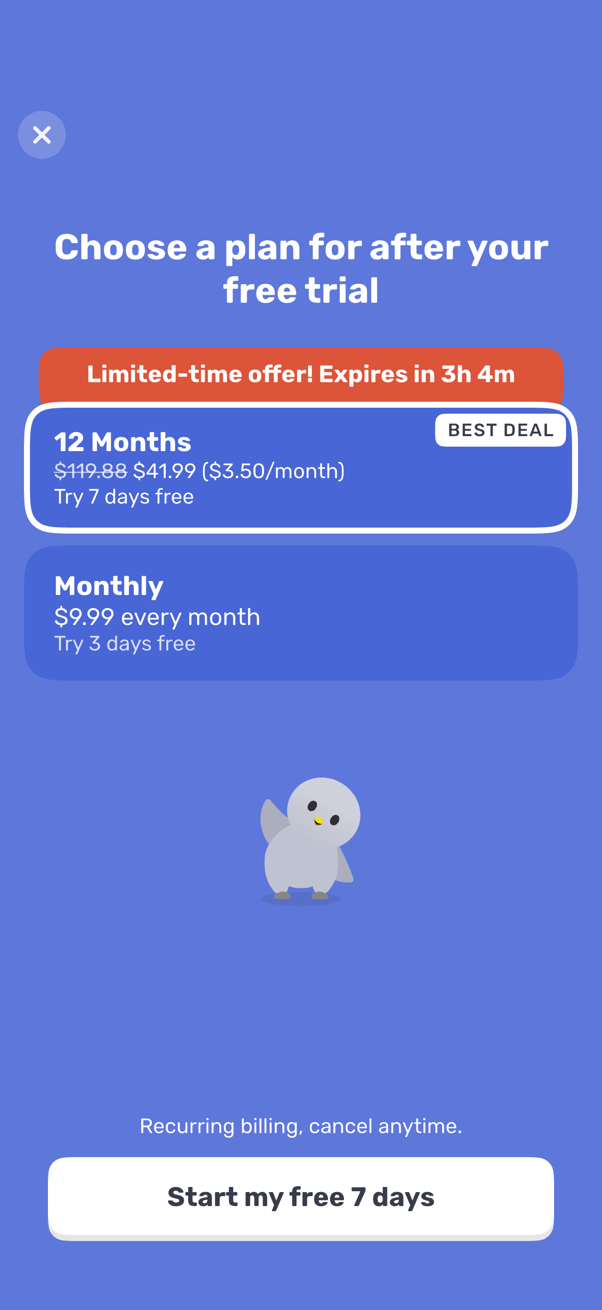 Step 3 of Finch Settings Paywall