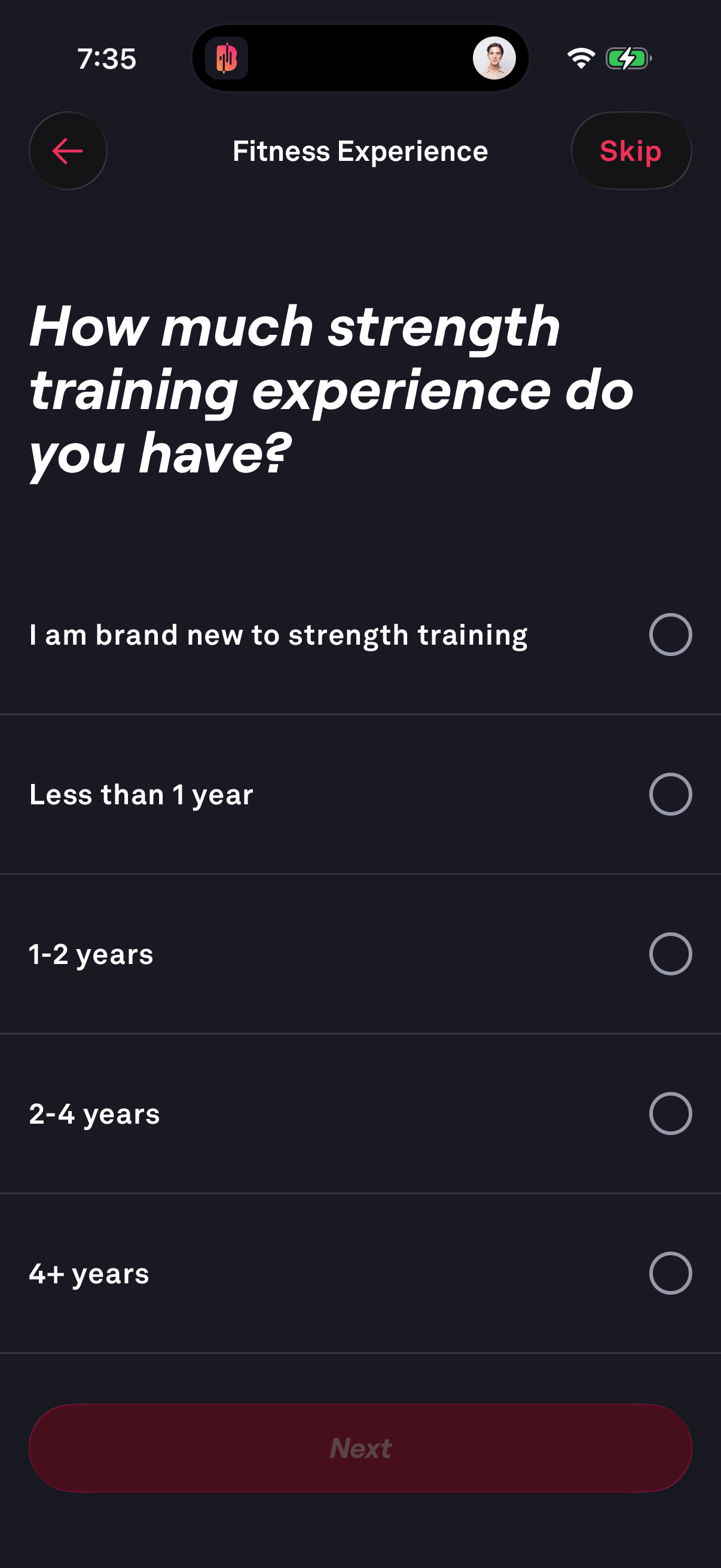 Step 3 of fitbod Onboarding