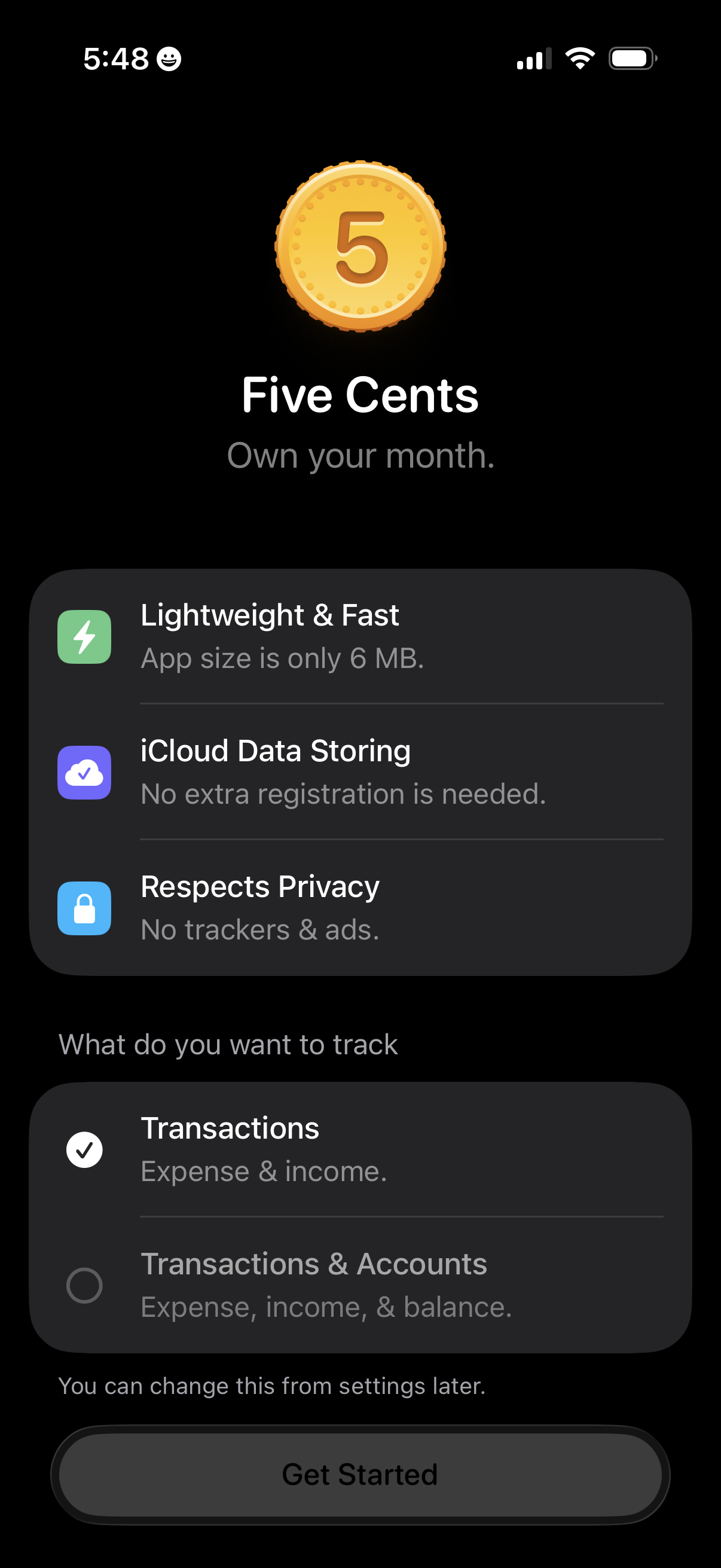 fivecents get started