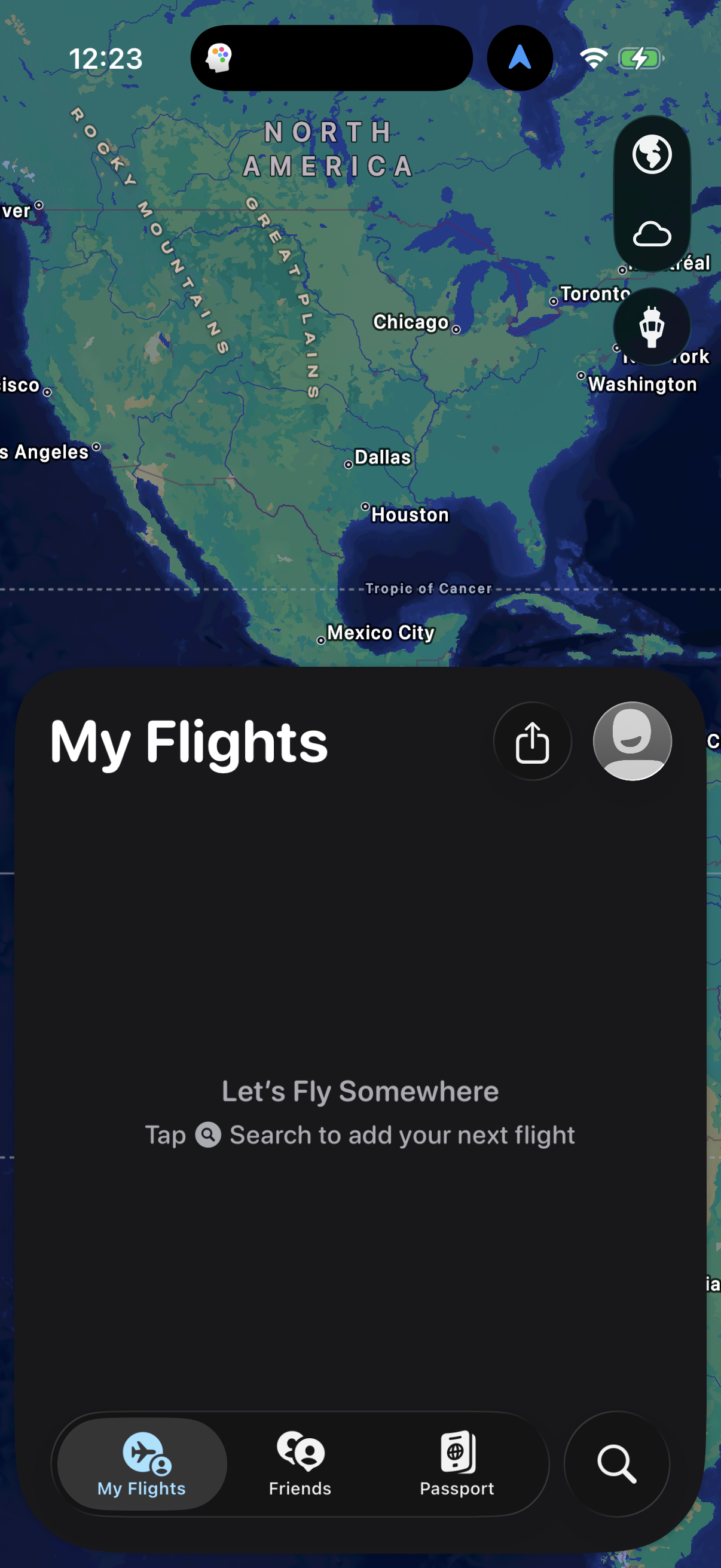 Step 1 of flighty Main_tabs