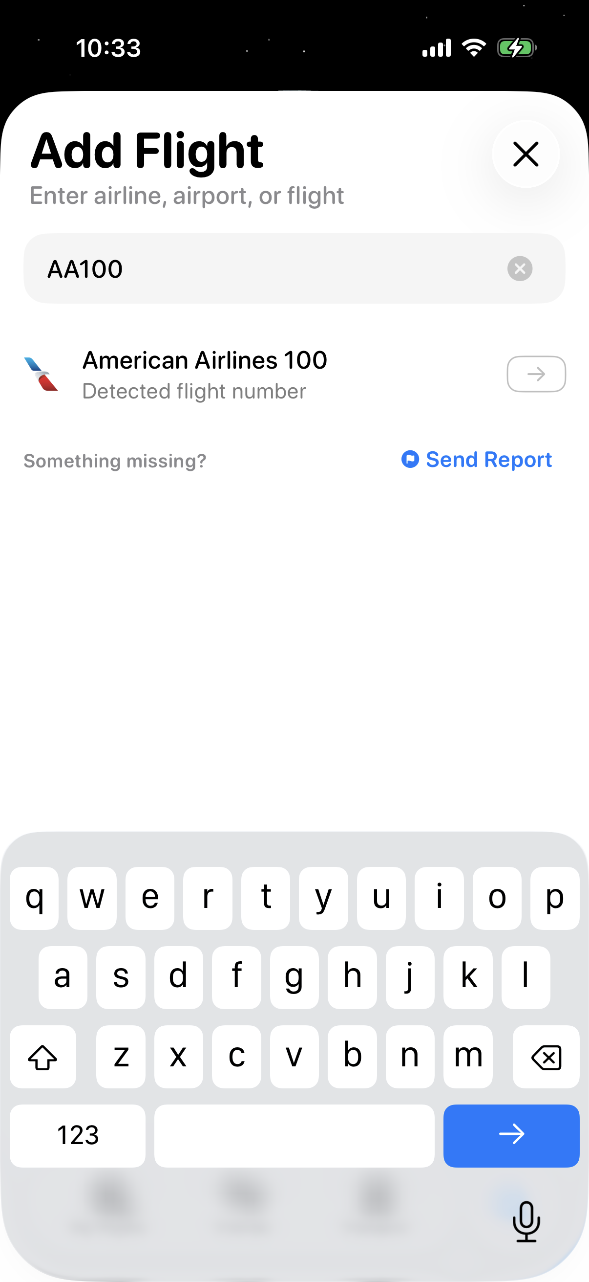Step 2 of Flighty Add Flight