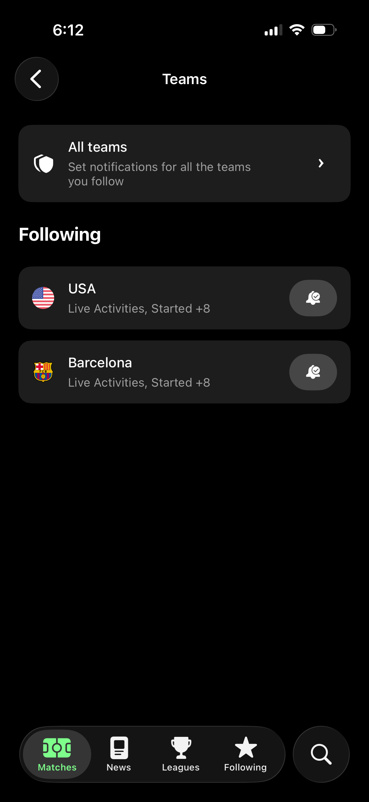 fotmob Manage notifications