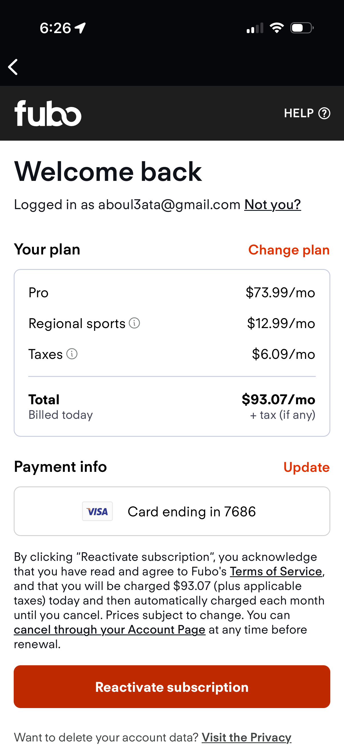 fubo app screenshot 1